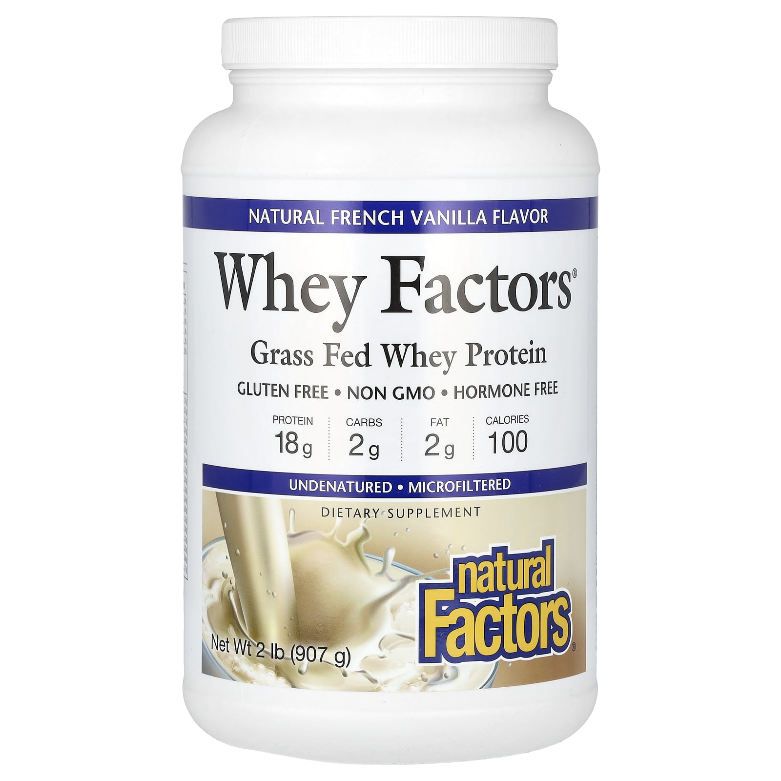 Natural Factors Whey Factors сывороточный протеин Grass Fed натуральный вкус французской ванили 907 г 2 фунта 8290₽