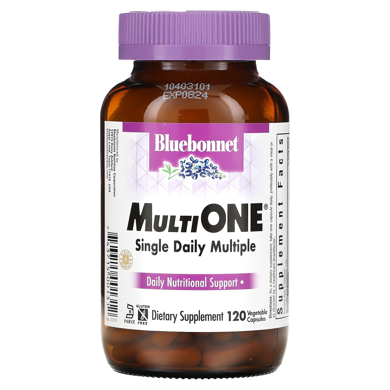 Bluebonnet Nutrition Мультивитамины Multi One для ежедневного употребления 120 растительных капсул 8790₽