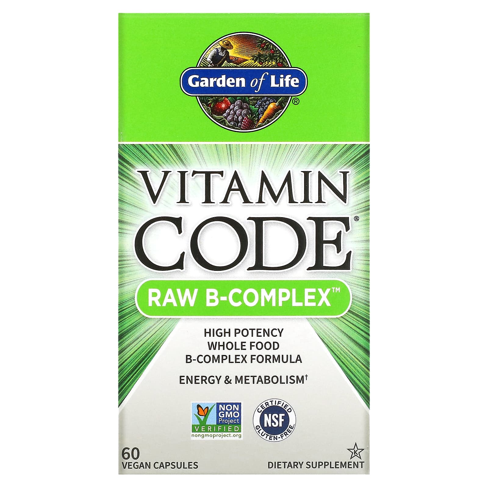 Garden of Life Vitamin Code Raw B-Complex комплекс витаминов группы В 60 веганских капсул 3190₽