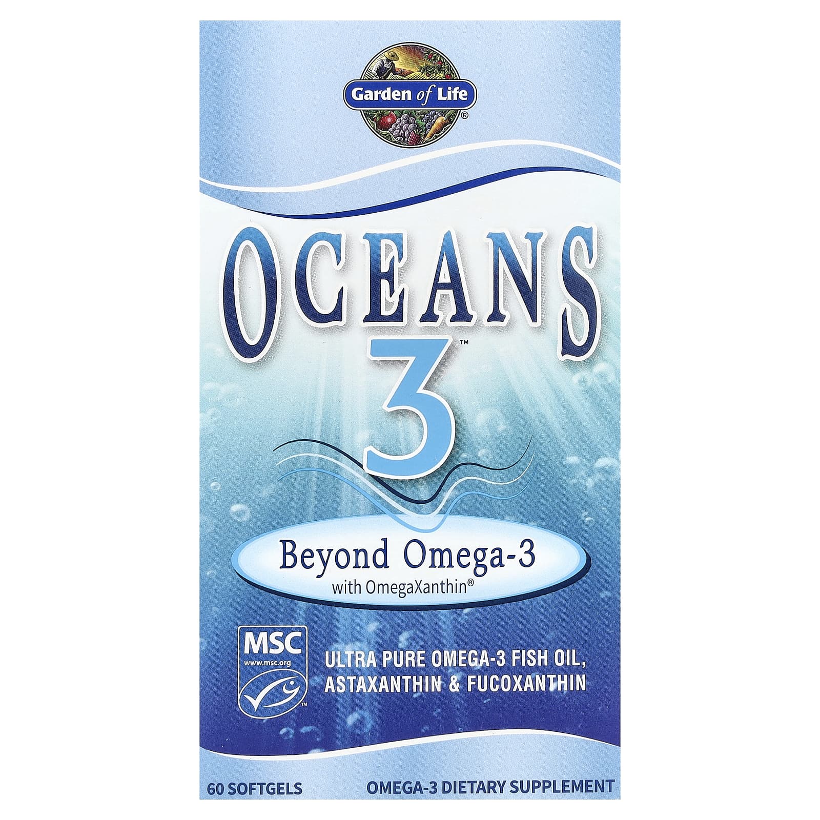 Garden of Life Oceans 3 Beyond Omega-3 с омега-ксантином 60 желатиновых капсул 4890₽