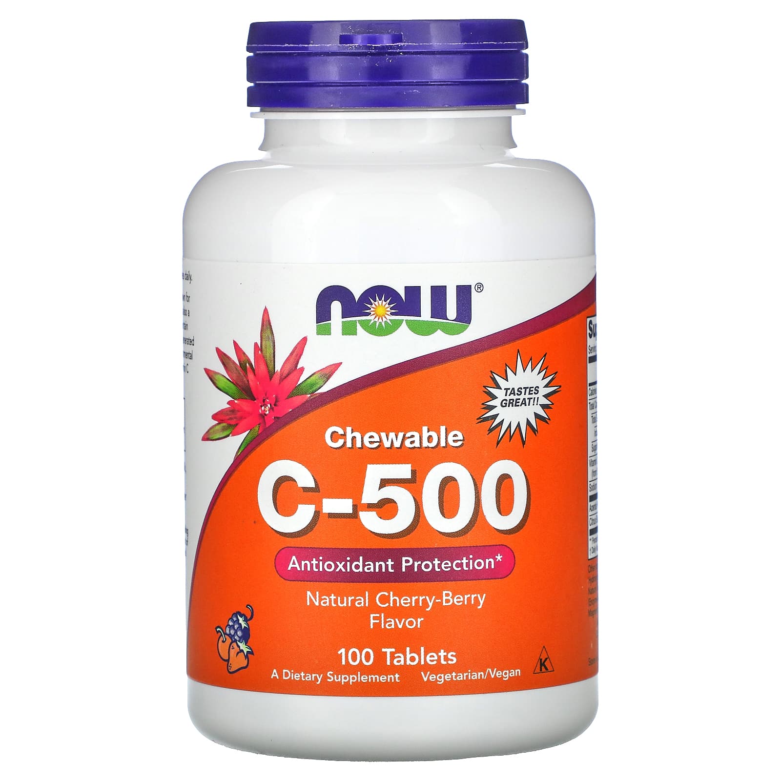 NOW Foods Chewable C-500 жевательный витамин C со вкусом натуральной вишни 100 таблеток 2090₽