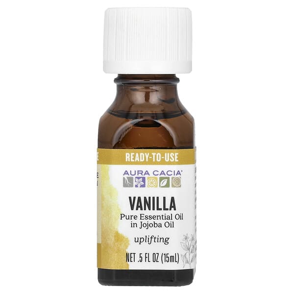 Aura Cacia, Чистое эфирное масло жожоба, ваниль, 15 мл (0,5 жидк. Унции)