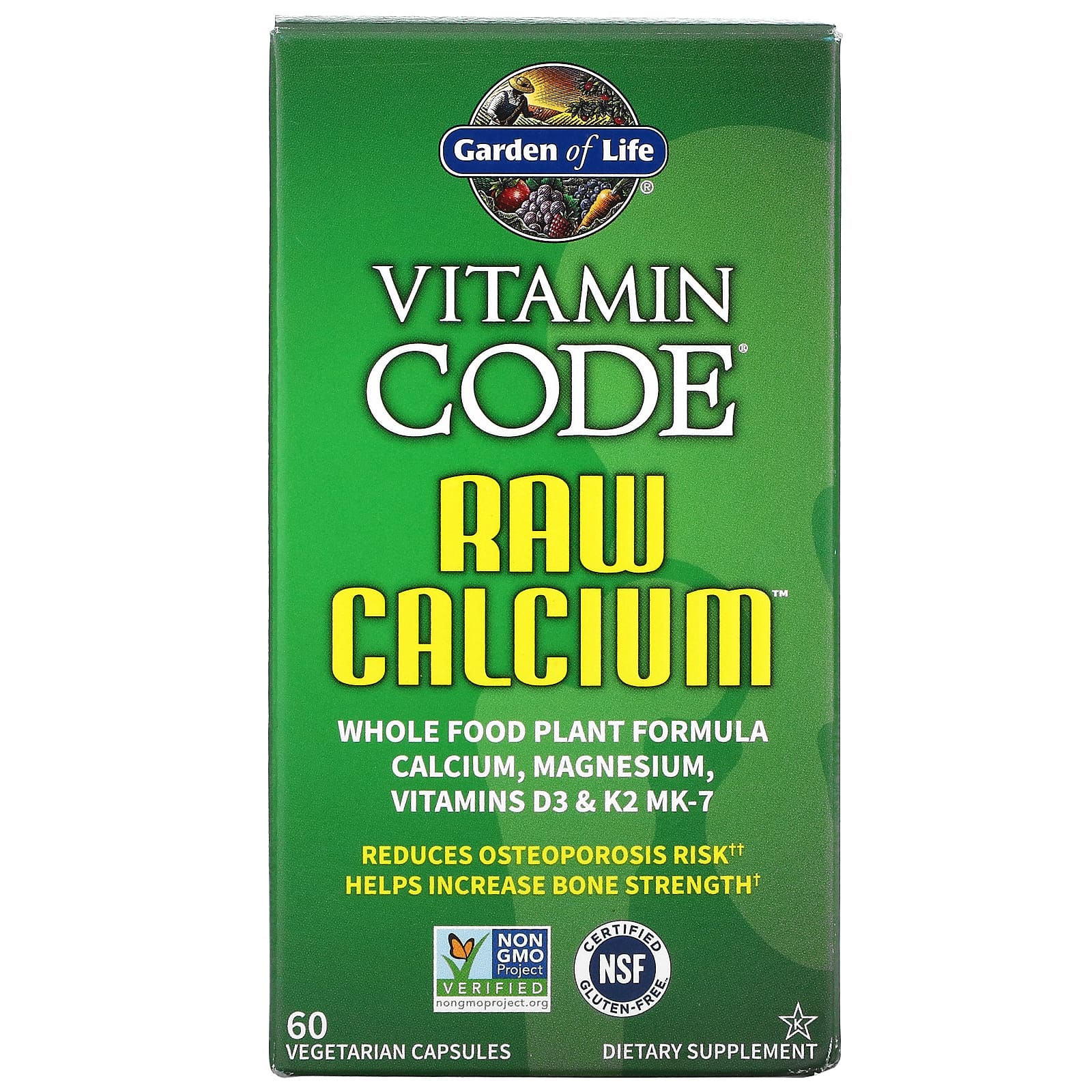 Garden of Life Vitamin Code RAW Calcium необработанный кальций 60 вегетарианских капсул 4290₽