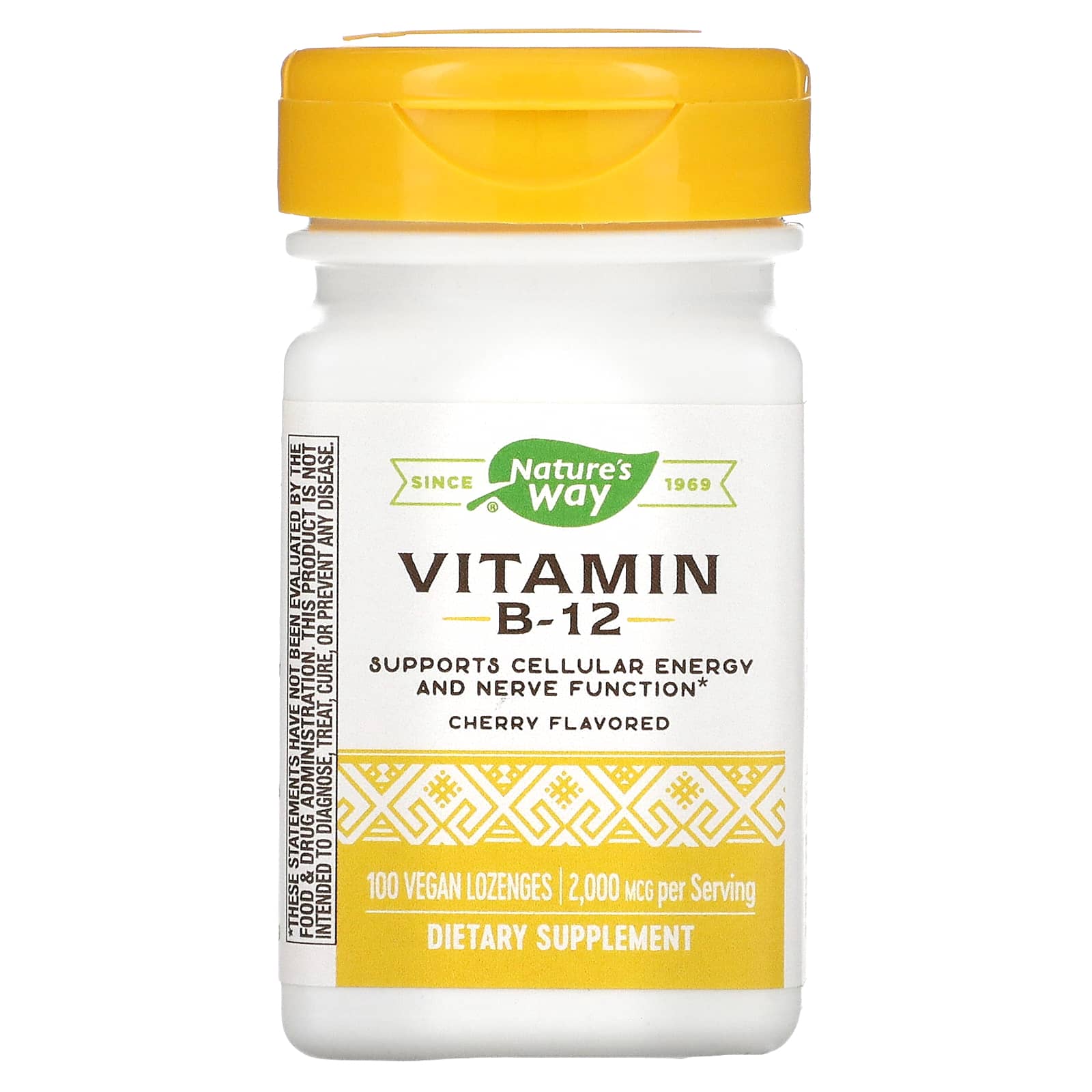 Natures Way Витамин B-12 со вкусом вишни 2000 мкг 100 веганских пастилок 3590₽