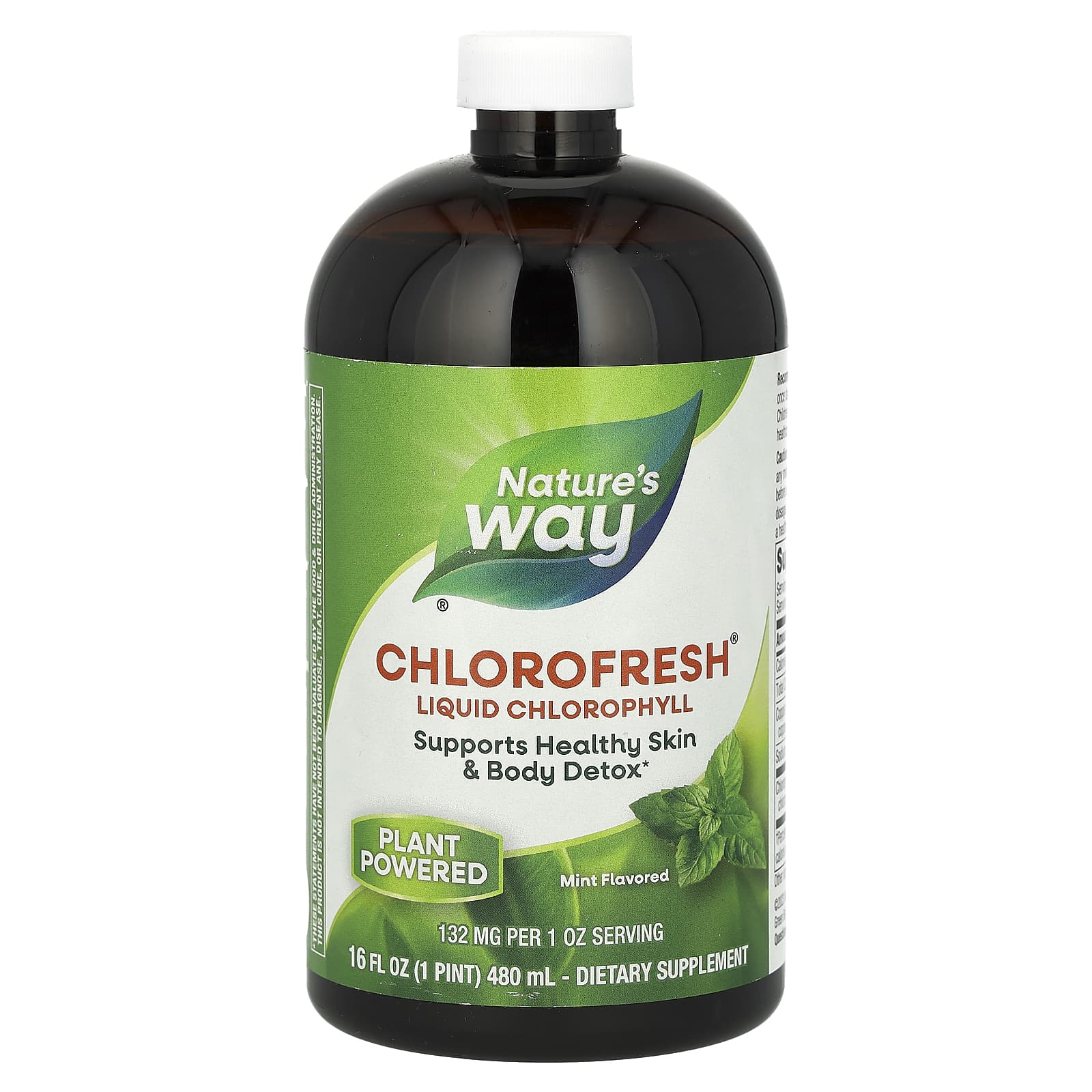 Natures Way Chlorofresh жидкий хлорофилл со вкусом мяты 132 мг 480 мл 16 жидк унций 132 мг в 2 ст л 2090₽