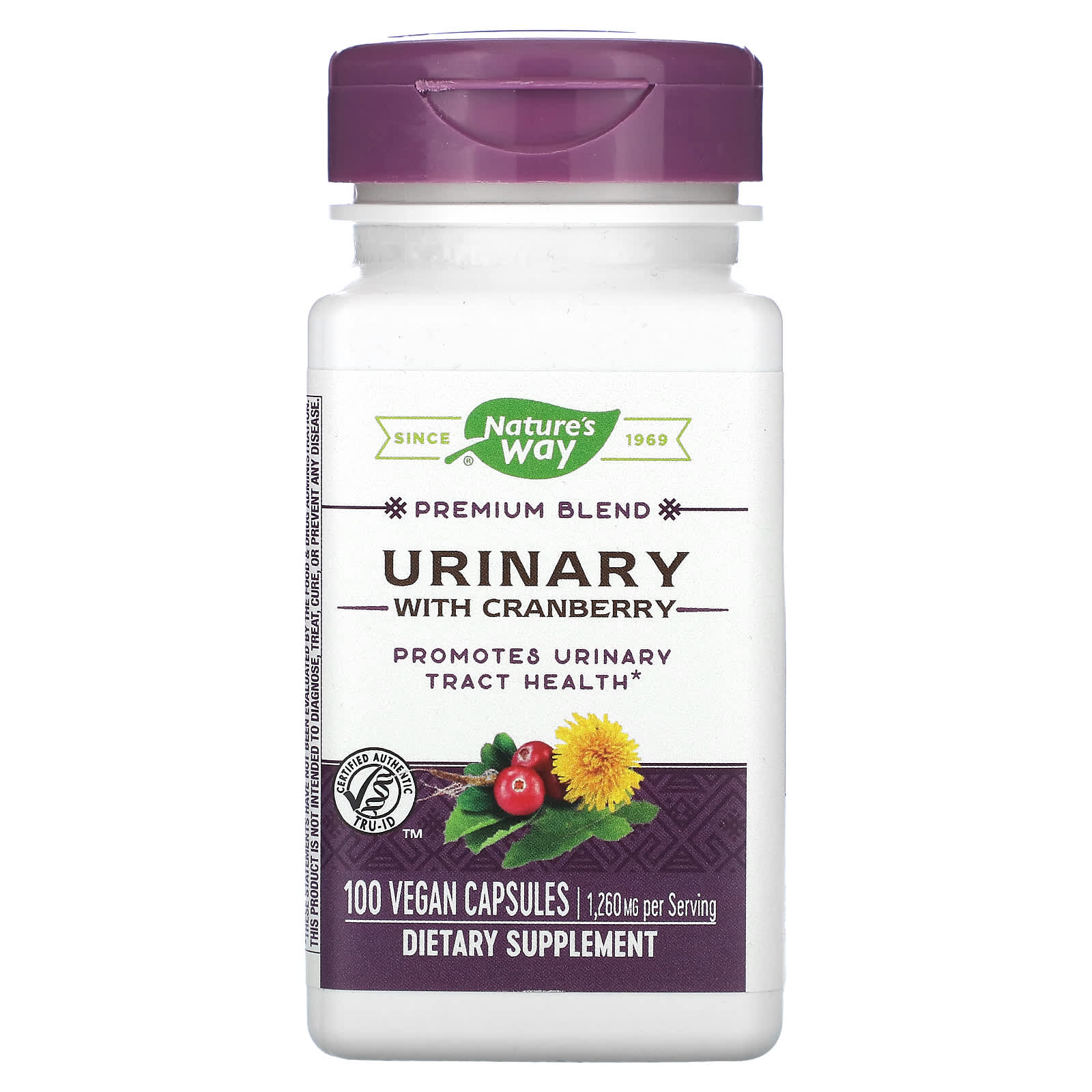 Natures Way Urinary с клюквой 1260 мг 100 веганских капсул 420 мг в 1 капсуле 1890₽