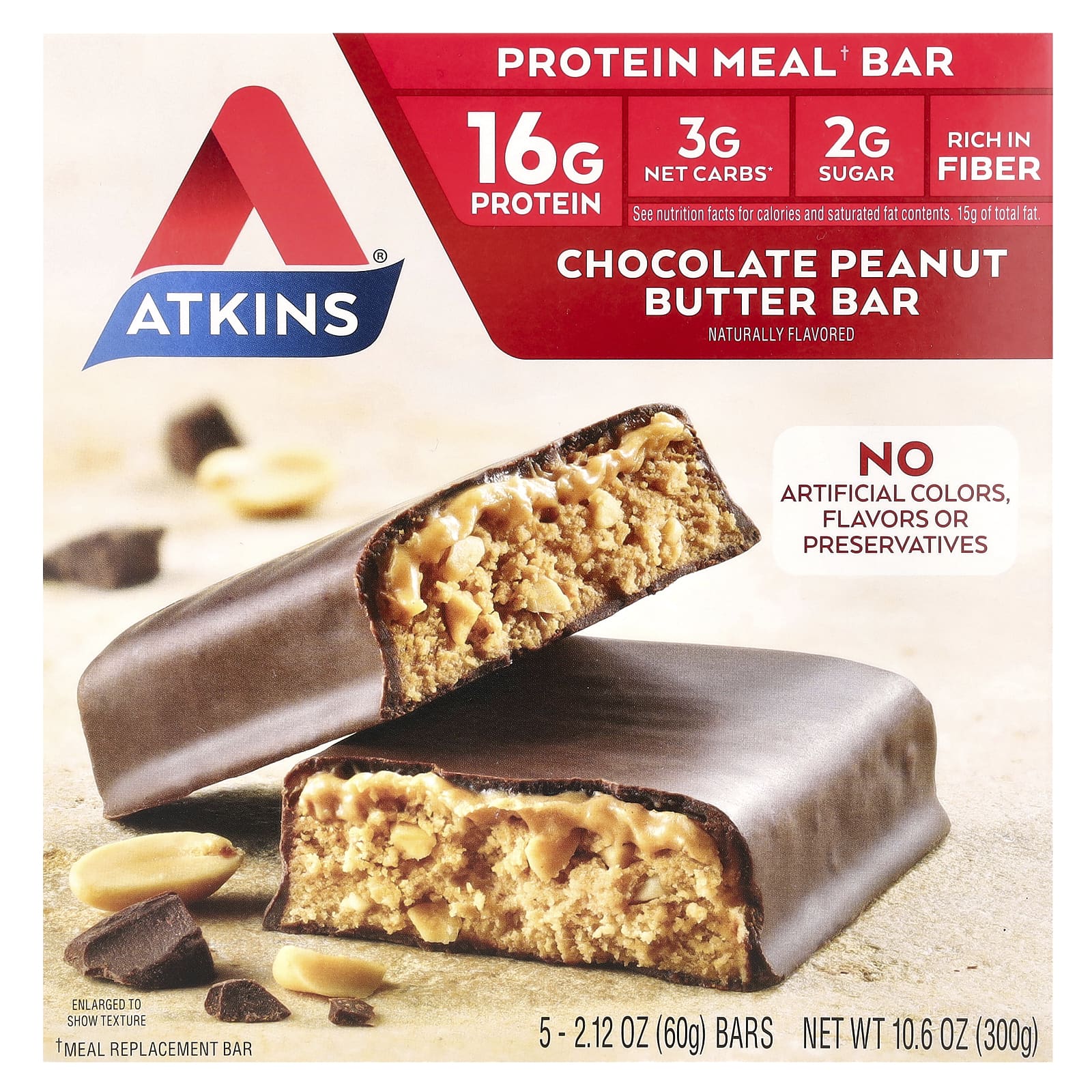 Atkins Protein Meal Bar шоколадно-арахисовая паста 5 батончиков 60 г 212 унции 2090₽