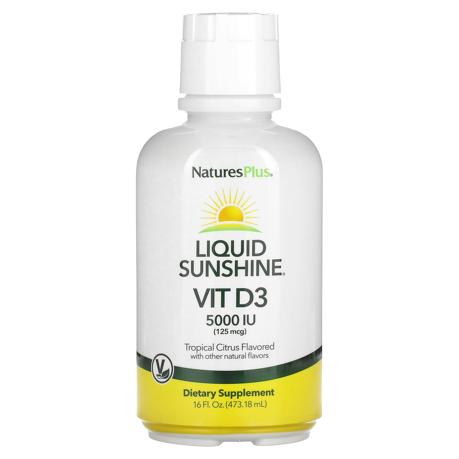 NaturesPlus Liquid Sunshine витамин D3 тропические цитрусы 125 мкг 5000 МЕ 47318 мл 16 жидк Унций 2490₽