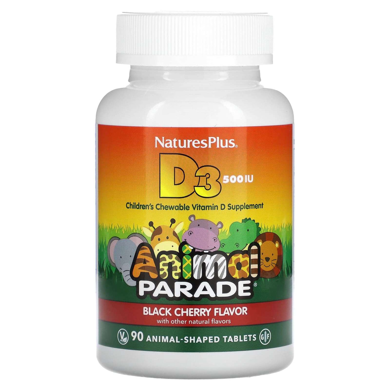 NaturesPlus Source of Life Animal Parade витамин D3 со вкусом натуральной черешни 500 МЕ 90 таблеток в форме животных 2090₽