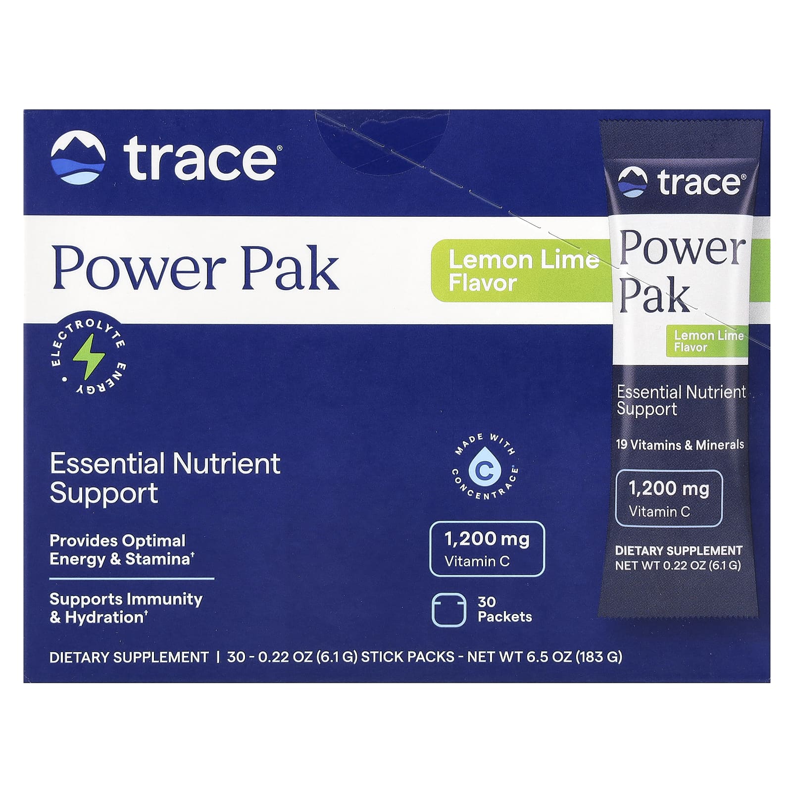 Trace Minerals Electrolyte Stamina PowerPak Лимонный лайм 30 пакетов по 017 унции 49 г каждый 3390₽