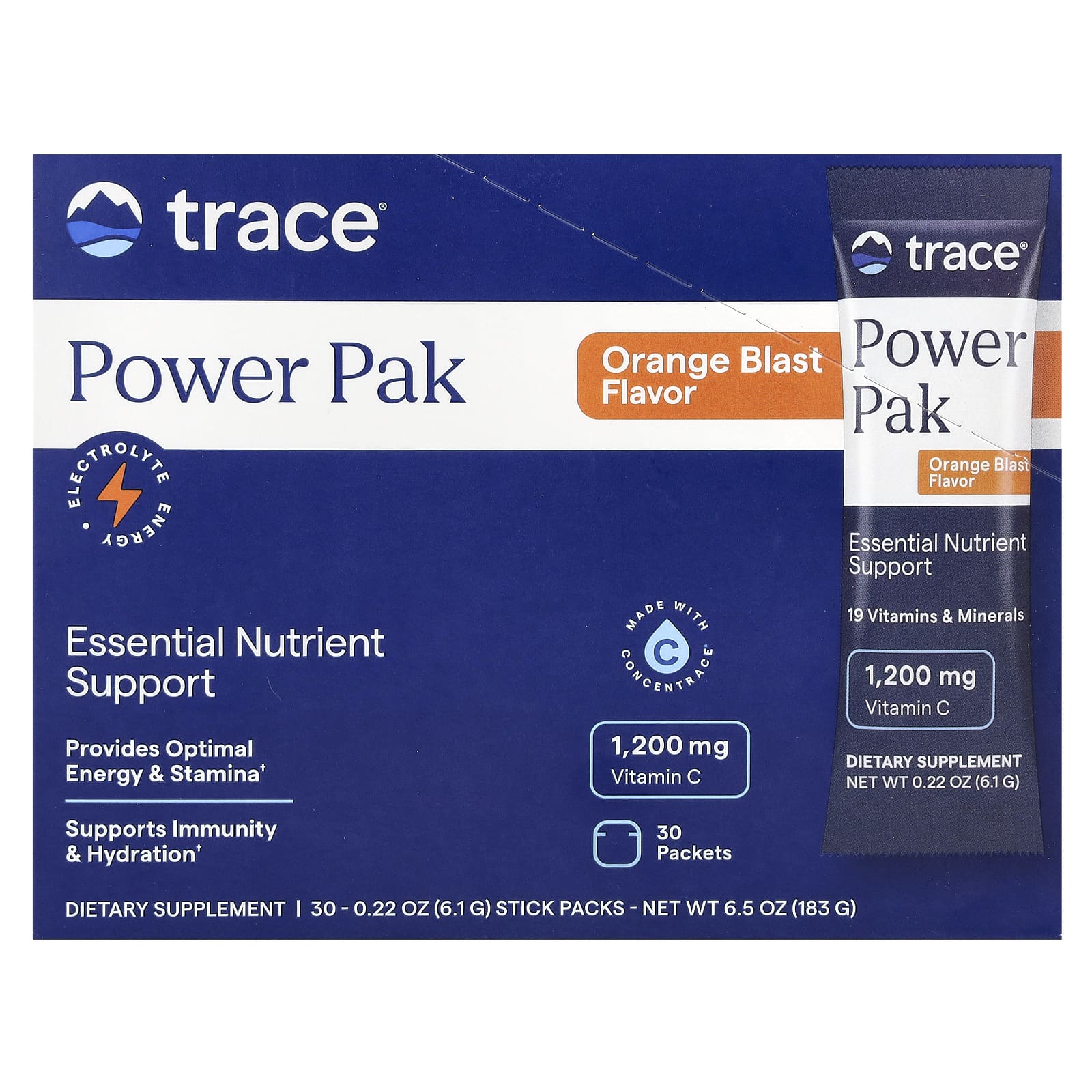 Trace Minerals PowerPakэлектролит для повышения выносливости со вкусом апельсина 30 пакетиков по 48 г 017 унции 3390₽