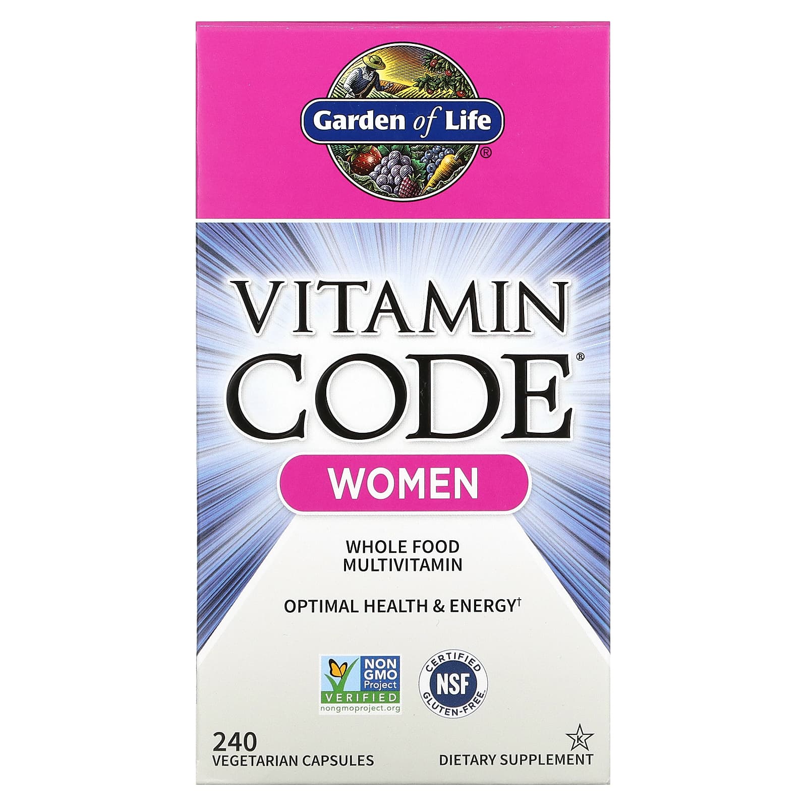 Garden of Life Vitamin Code мультивитамины из цельных продуктов для женщин 240 вегетарианских капсул 11590₽