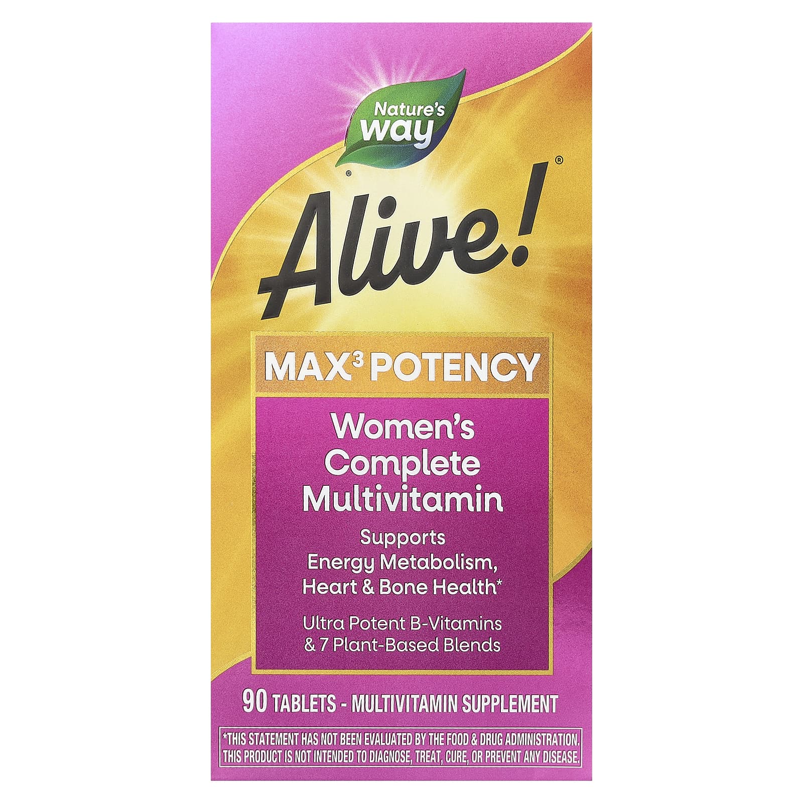 Natures Way Alive Max3 Potency полный мультивитаминный комплекс для женщин 90 таблеток 4090₽