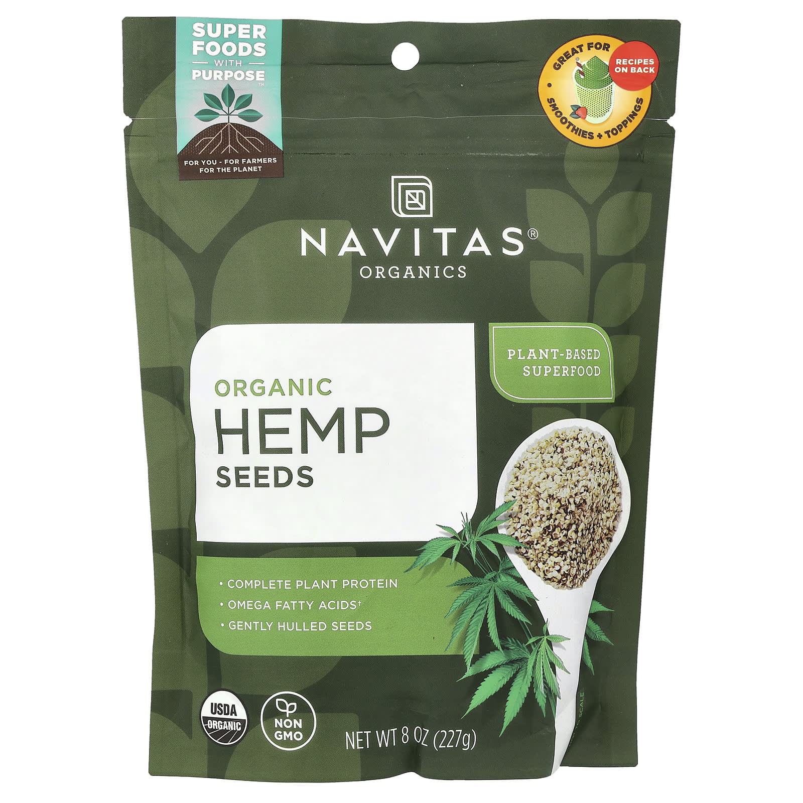 Navitas Organics Organic Hemp Seeds Органические семена конопли 227 г 8 унций 2190₽