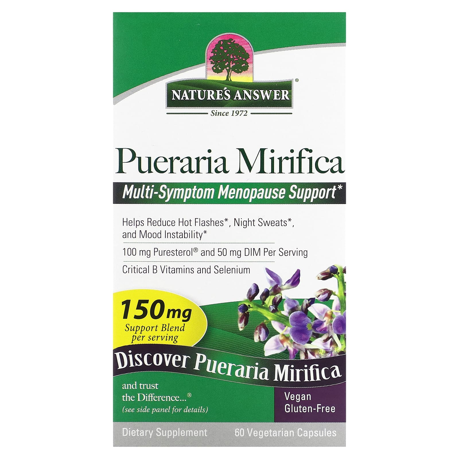 Natures Answer Pueraria Mirifica 100 mg 60 Vegetarian Capsules 3690₽