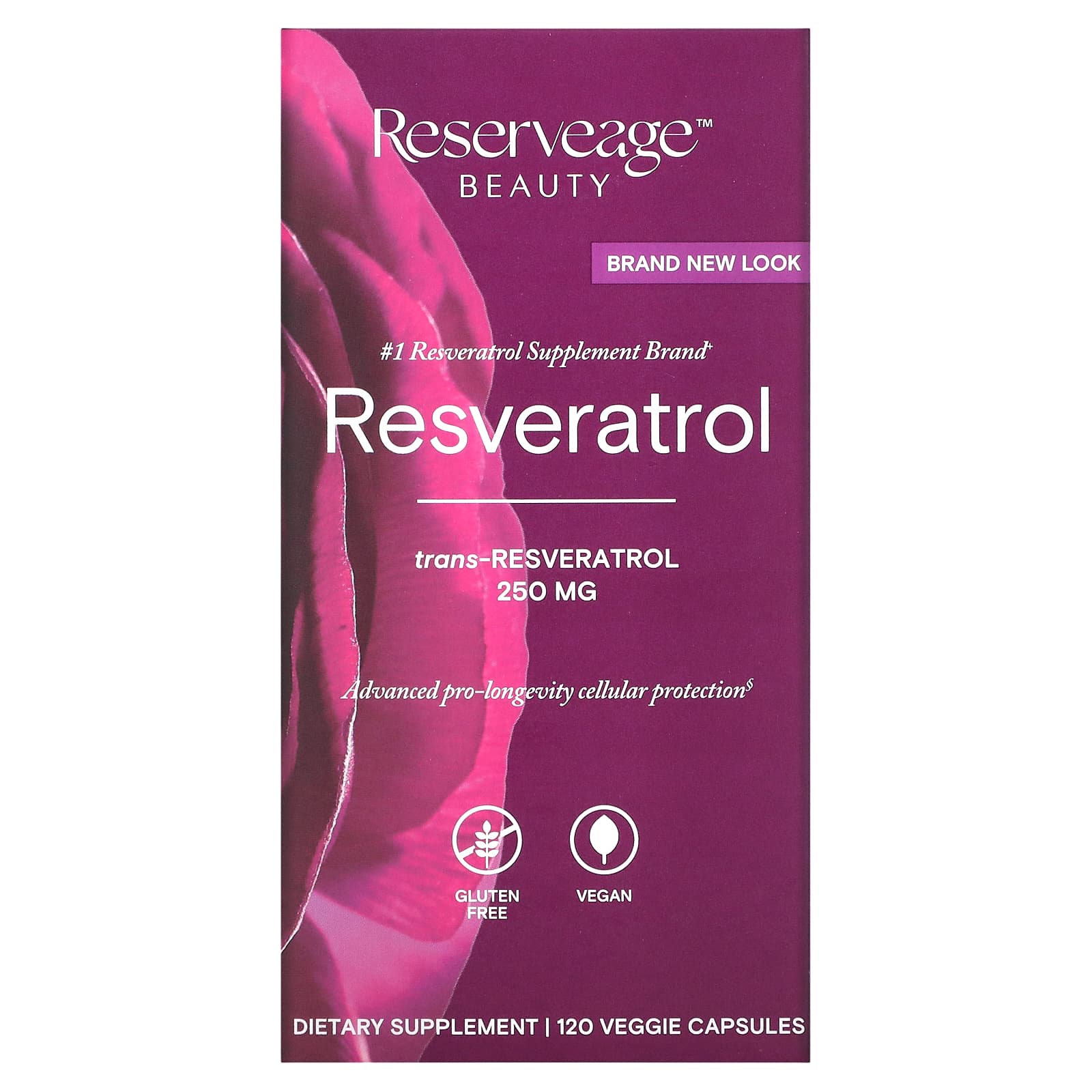 Reserveage Beauty ресвератрол транс-ресвератрол 250 мг 120 растительных капсул 13190₽