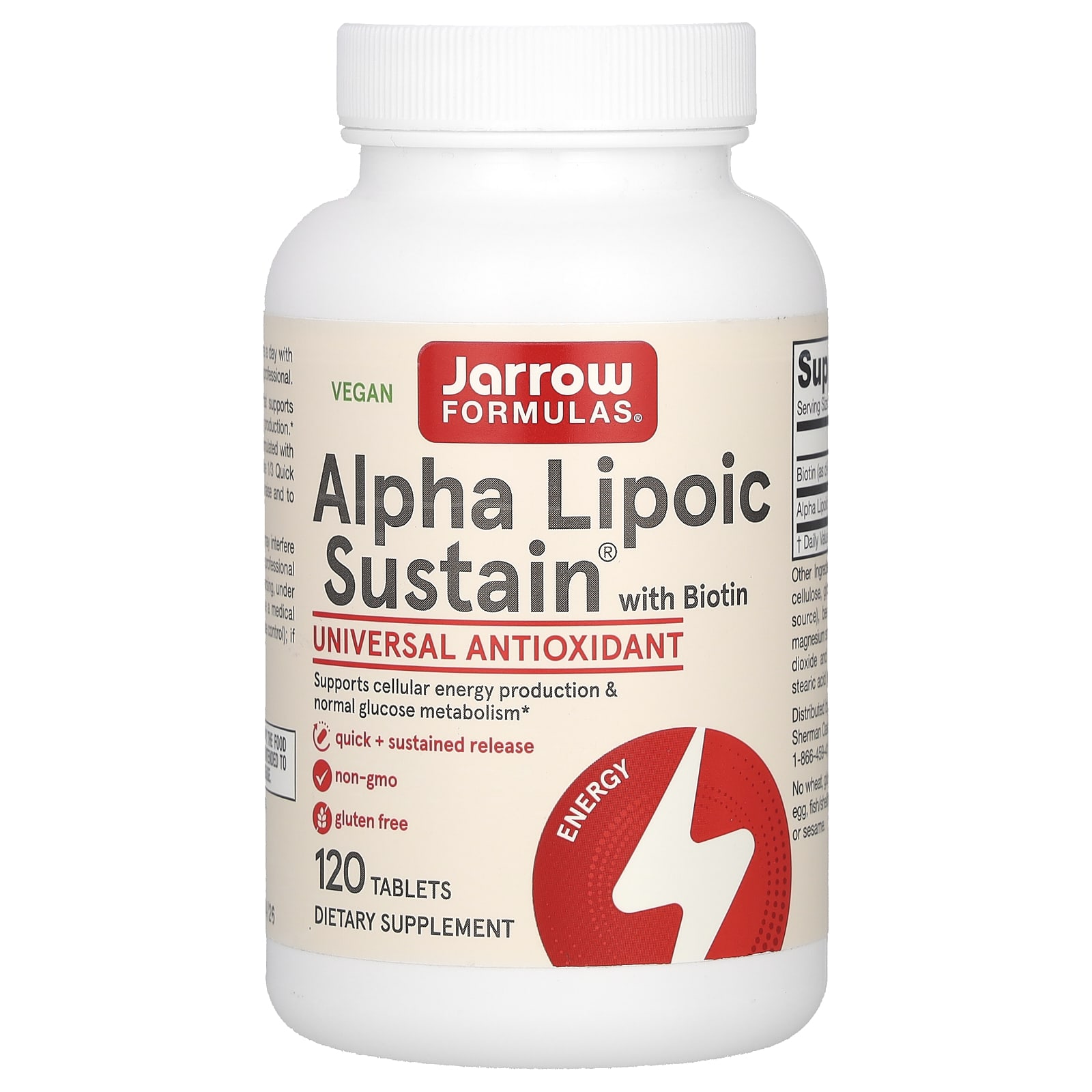 Jarrow Formulas Alpha Lipoic Sustain альфа-липоевая кислота с биотином 300 мг 120 таблеток 6390₽