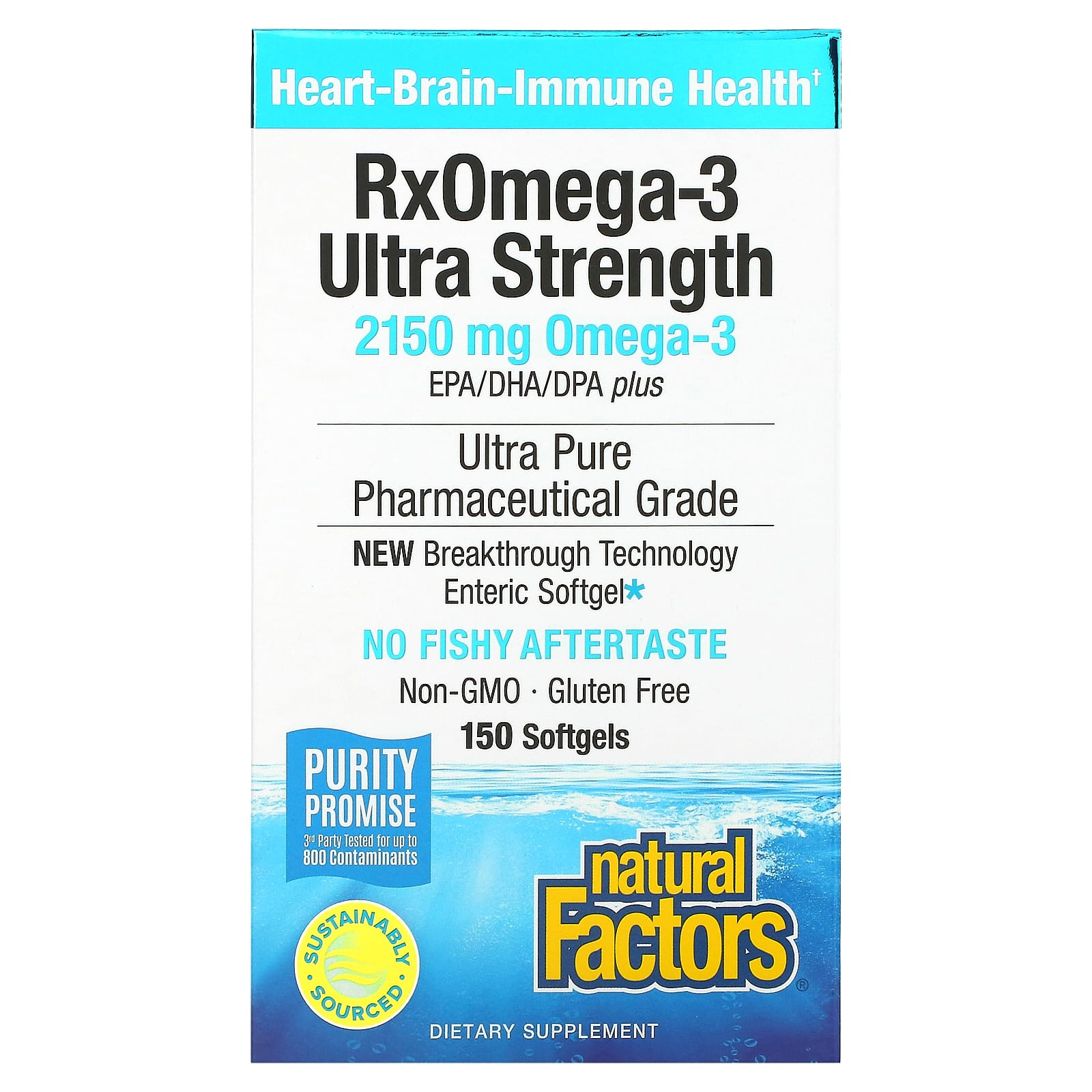 Natural Factors RxOmega-3 омега-3 повышенной силы действия 2150 мг 150 капсул 1075 мг в 1 капсуле 9090₽