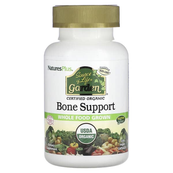 NaturesPlus, Source of Life Garden, органическая поддержка здоровья костей, 120 растительных капсул