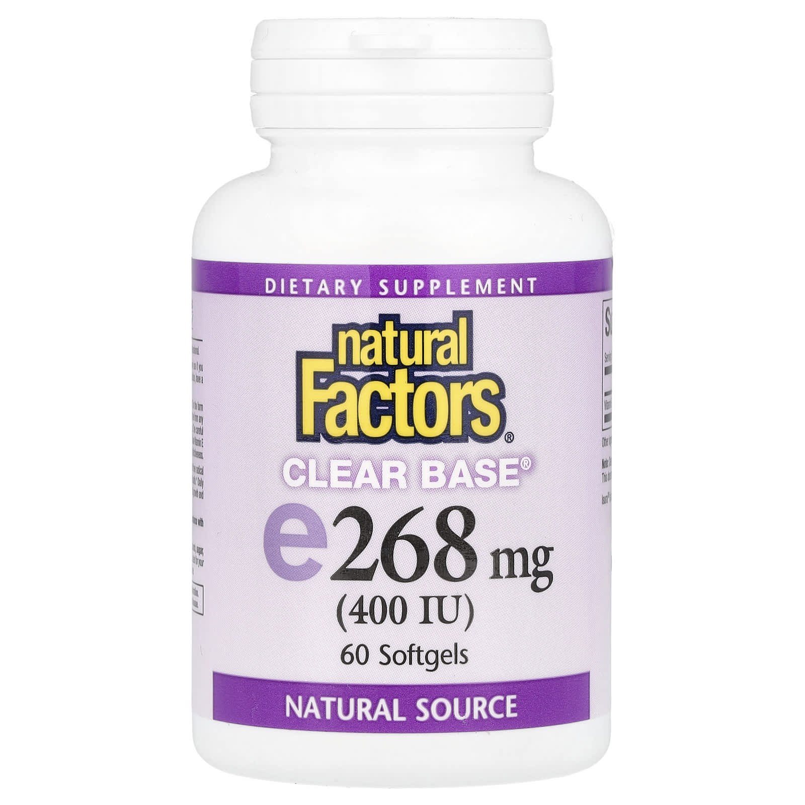 Natural Factors Clear Base Vitamin E 268 мг 400 МЕ 60 мягких таблеток 2490₽