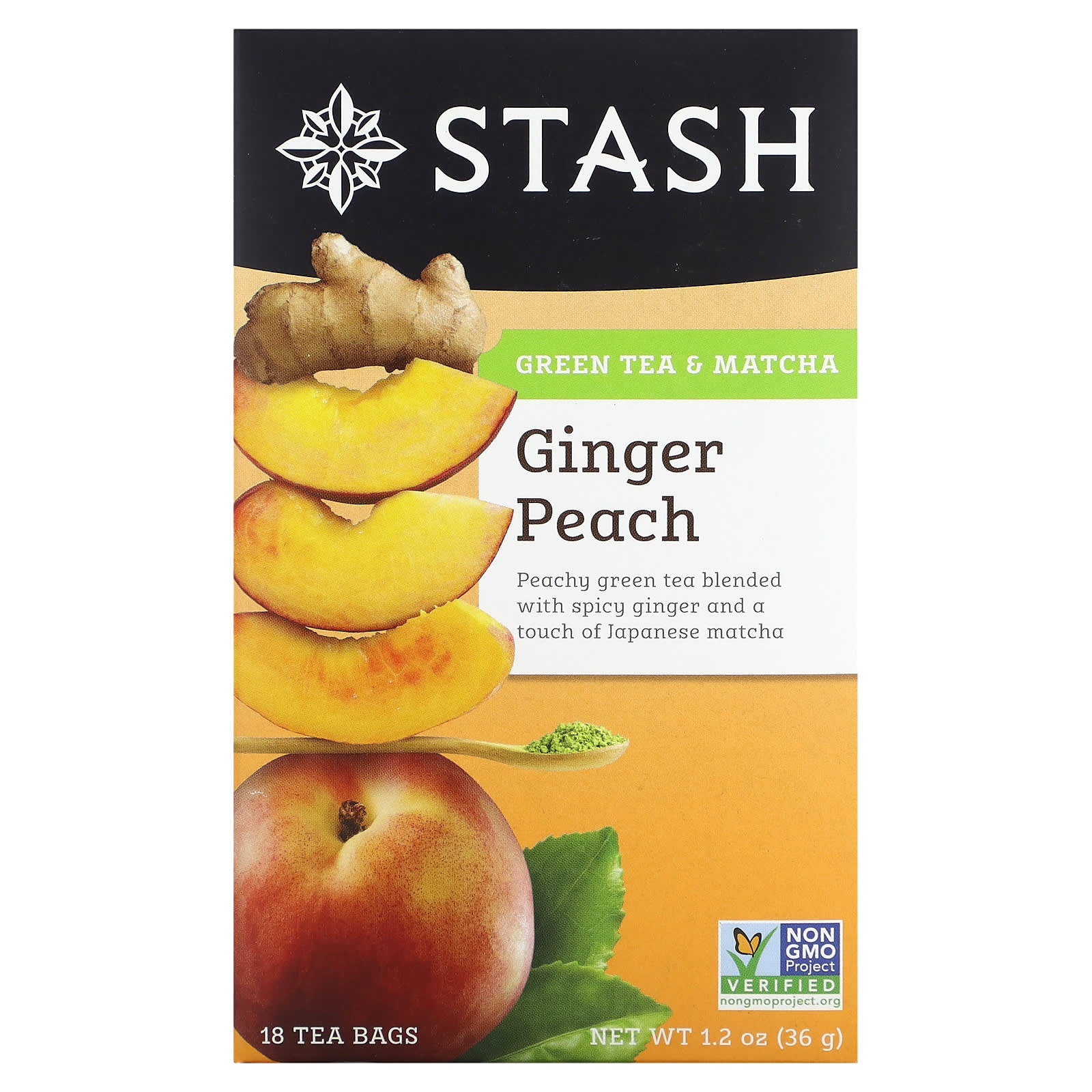 Stash Tea Зеленый чай и матча имбирь и персик 18 чайных пакетиков 36 г 12 унции 1590₽