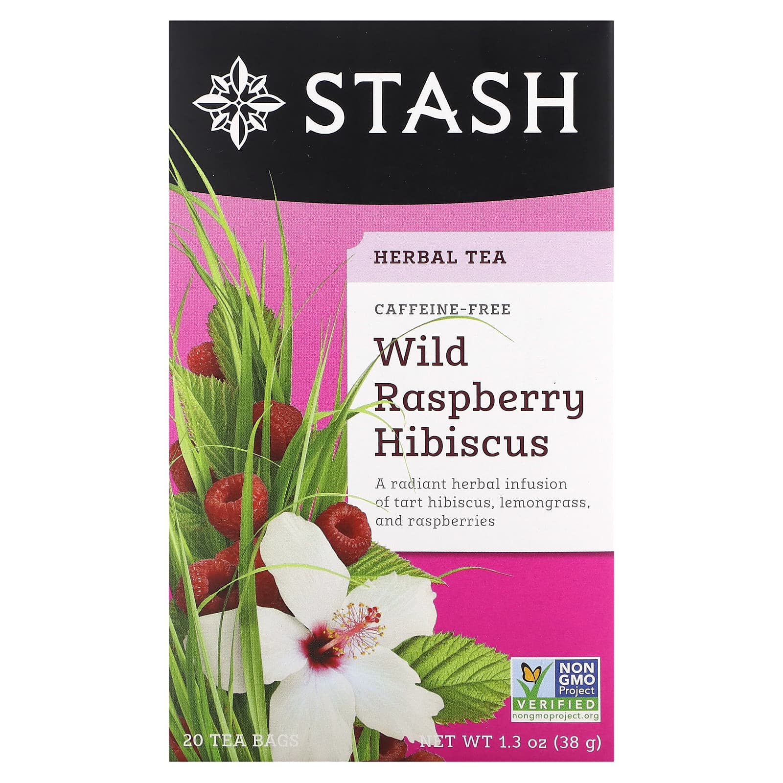 Stash Tea Herbal Tea гибискус с дикой малиной без кофеина 20 чайных пакетиков 38 г 13 унции 1590₽