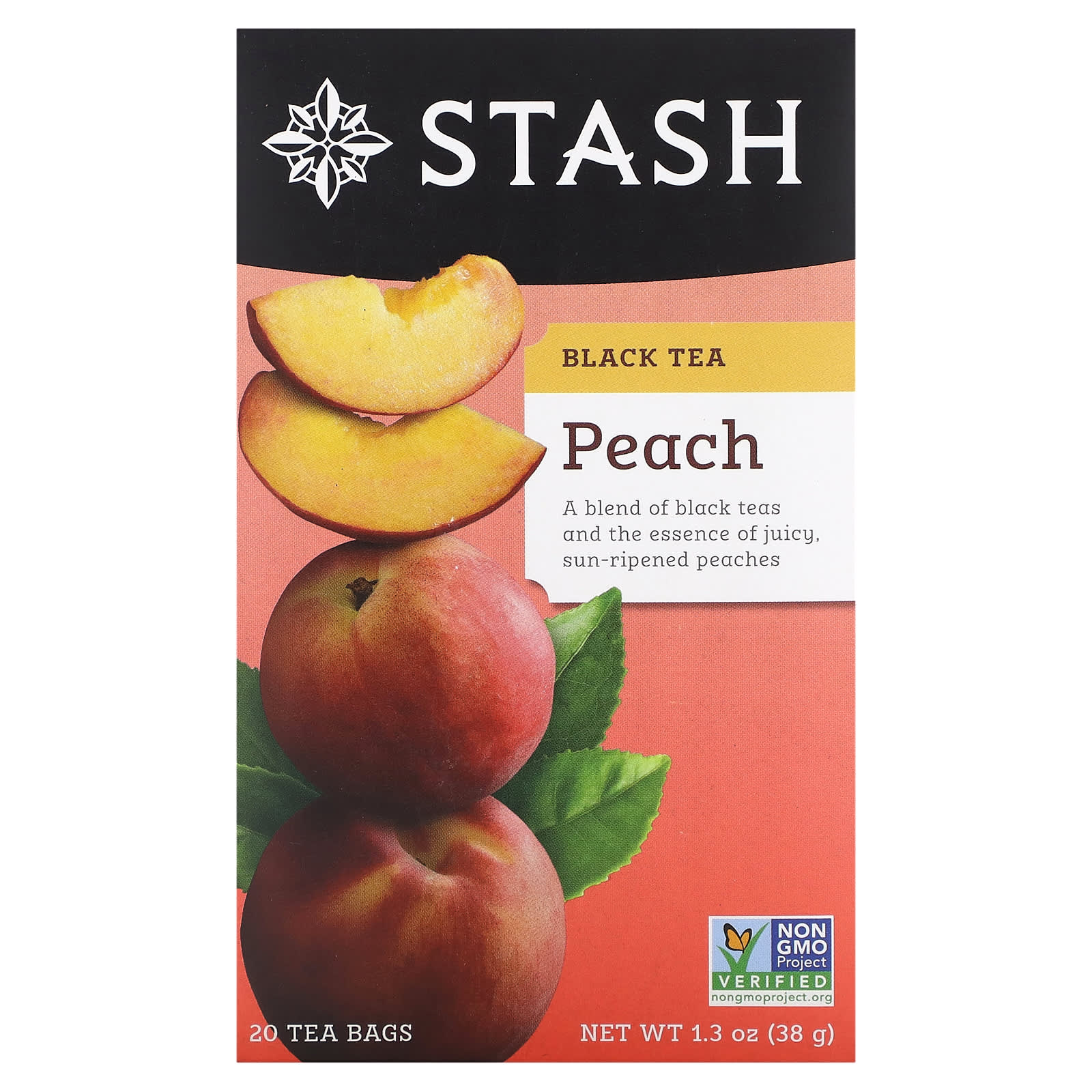 Stash Tea Черный чай персик 20 чайных пакетиков 38 г 13 унции 1590₽