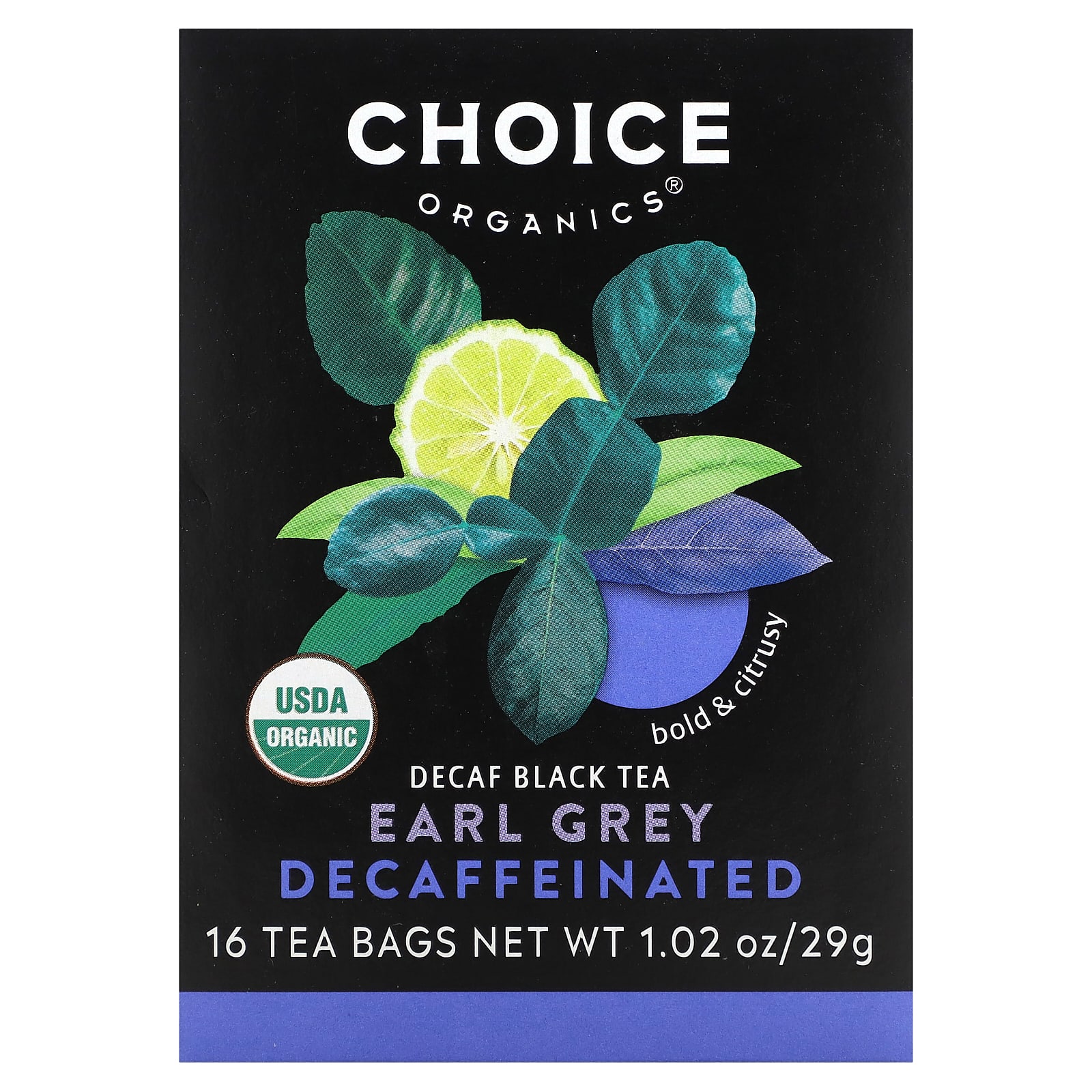 Choice Organic Teas Черный чай без кофеина Эрл Грей 16 чайных пакетиков 29 г 102 унции 1590₽