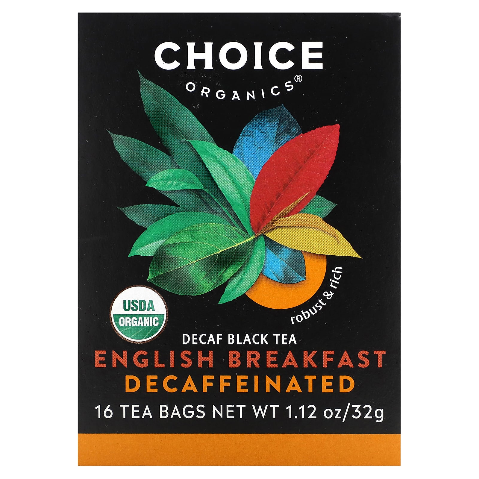 Choice Organic Teas Черный чай без кофеина английский завтрак 16 чайных пакетиков 32 г 112 унции 1590₽