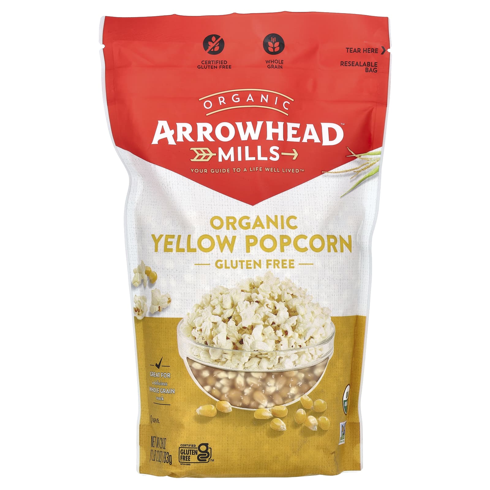 Arrowhead Mills Органический желтый попкорн 793 г 28 унций 1590₽
