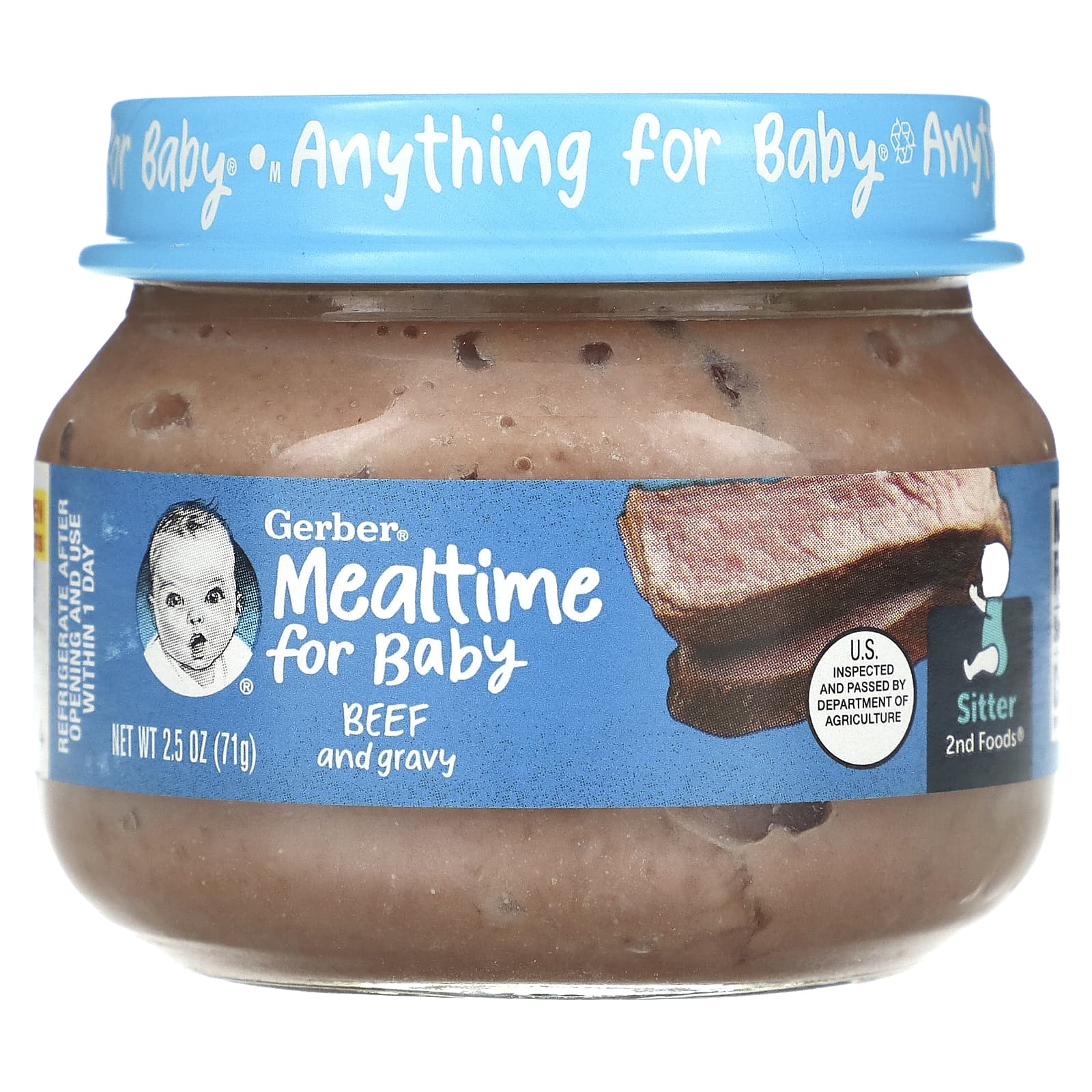 Gerber Mealtime for Baby питание для младенцев говядина с подливкой 71 г 25 унции 1390₽