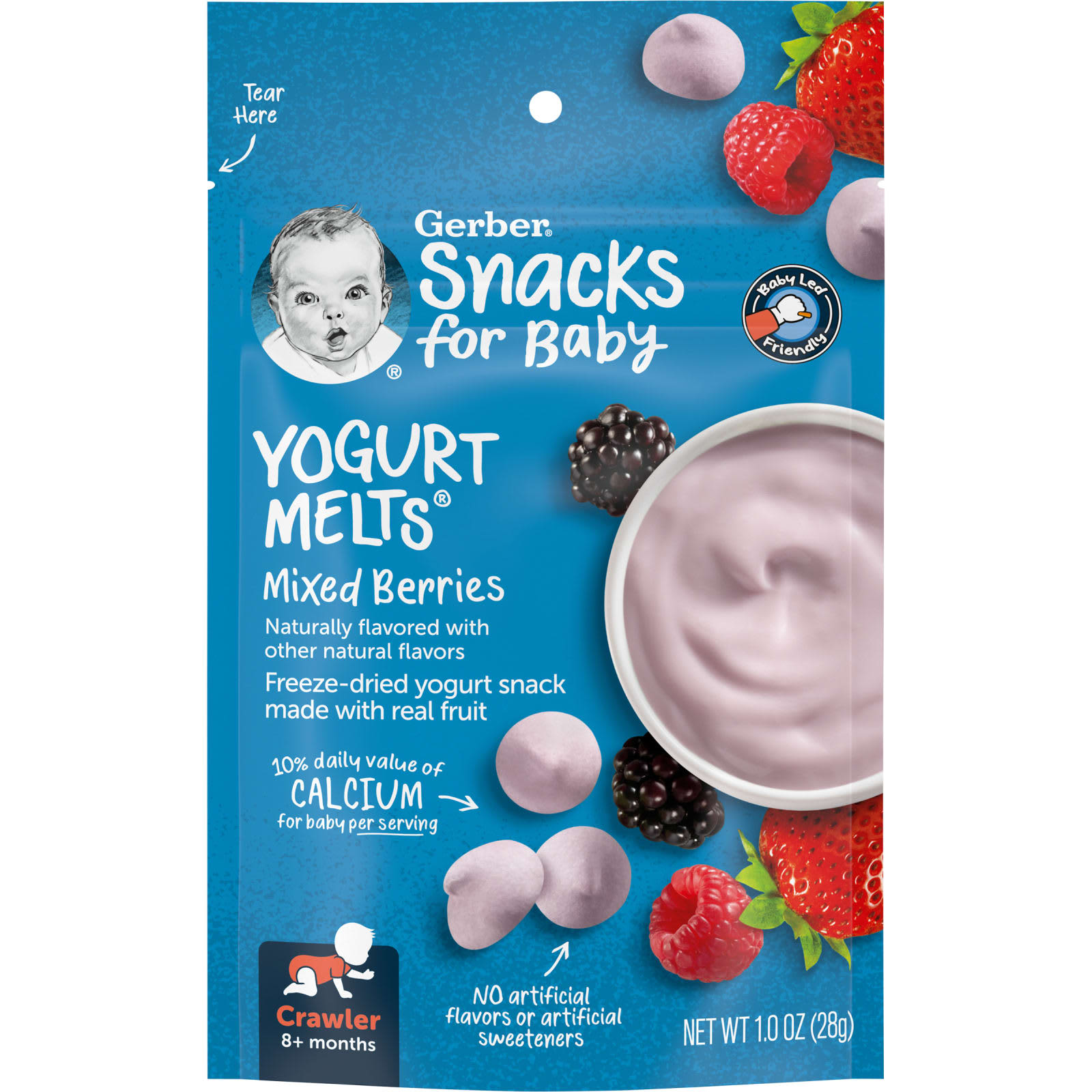 Gerber Snacks for Baby йогурт от 8 месяцев ягоды 28 г 1 унция 1590₽