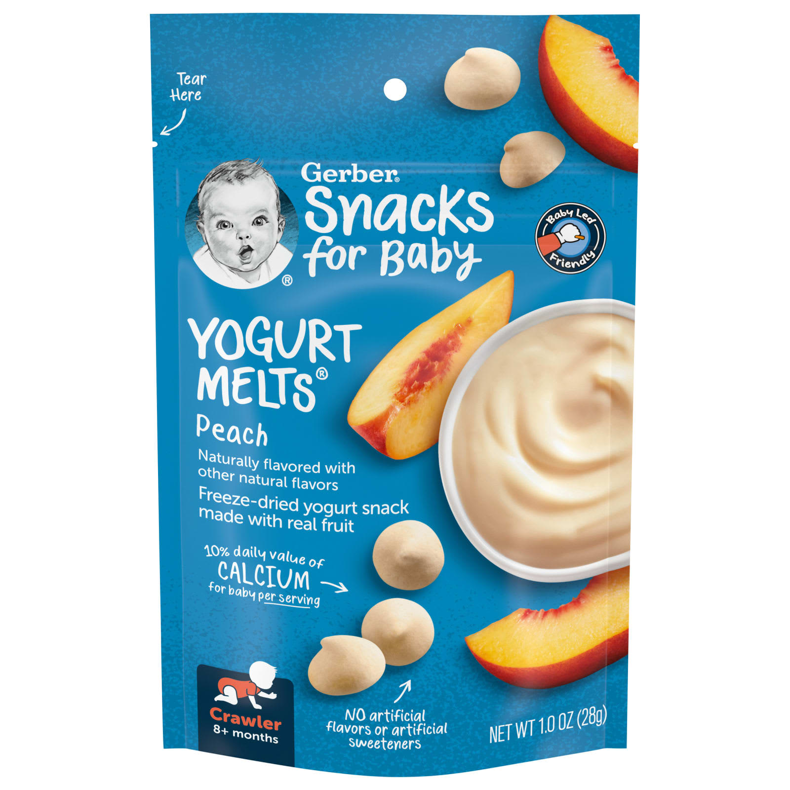 Gerber Yogurt Melts для малышей от 8 месяцев с персиком 28 г 1 унция 1590₽