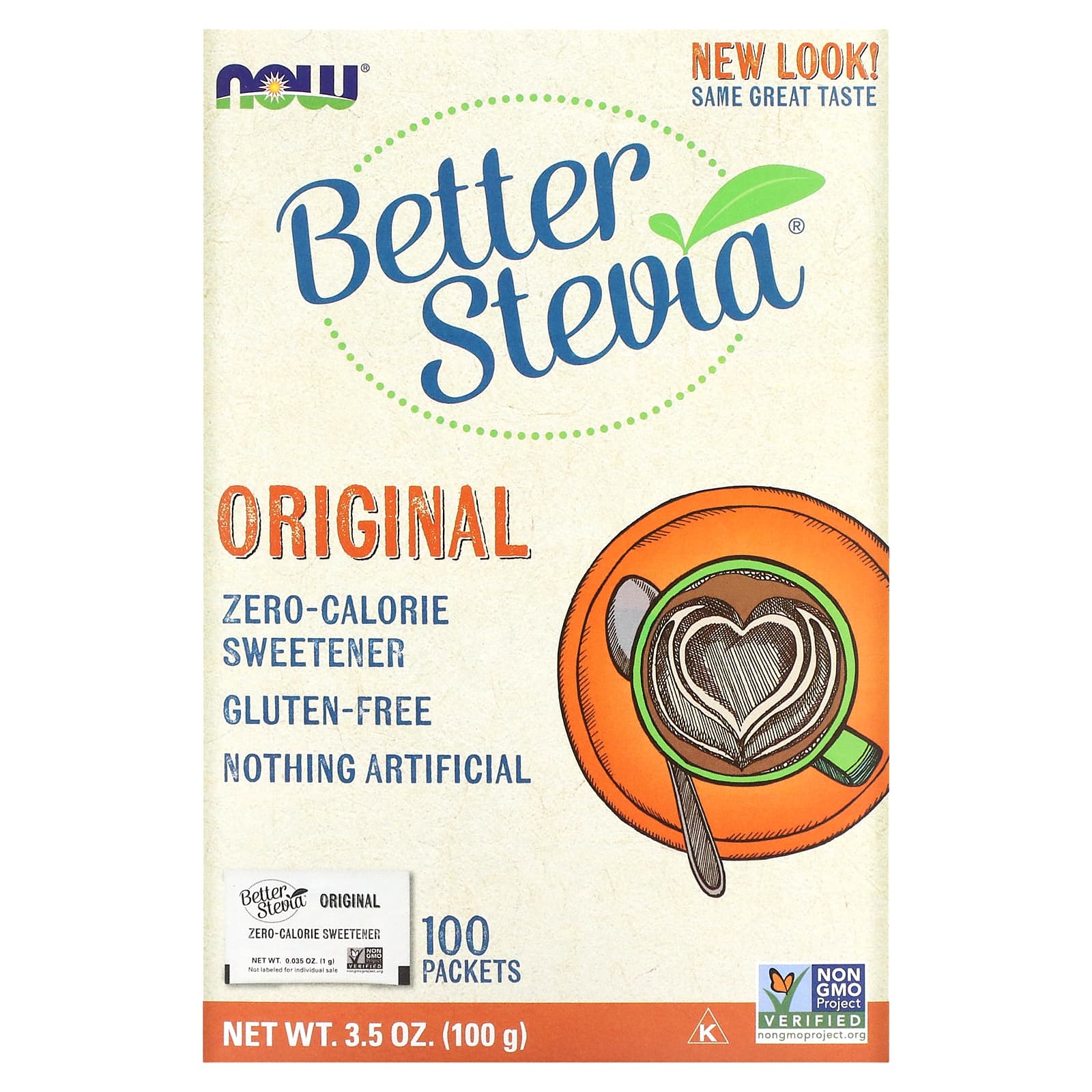 NOW Foods Original Better Stevia подсластитель не содержащий калорий 100 пакетиков 100 г 35 унции 1790₽