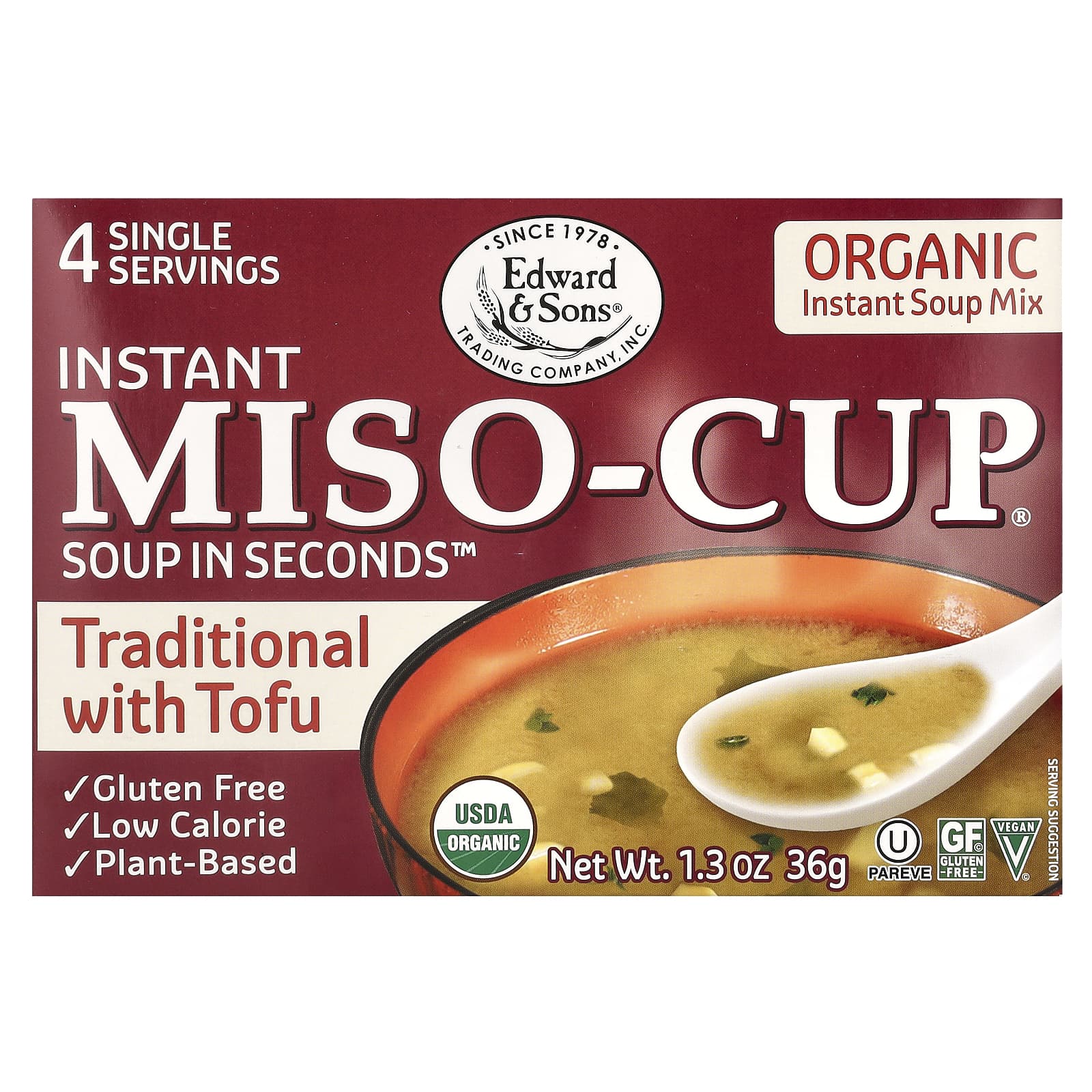 Edward - Sons Instant Miso-Cup мисо-суп быстрого приготовления традиционный рецепт с тофу 4 порции 36 г 13 унции 1590₽