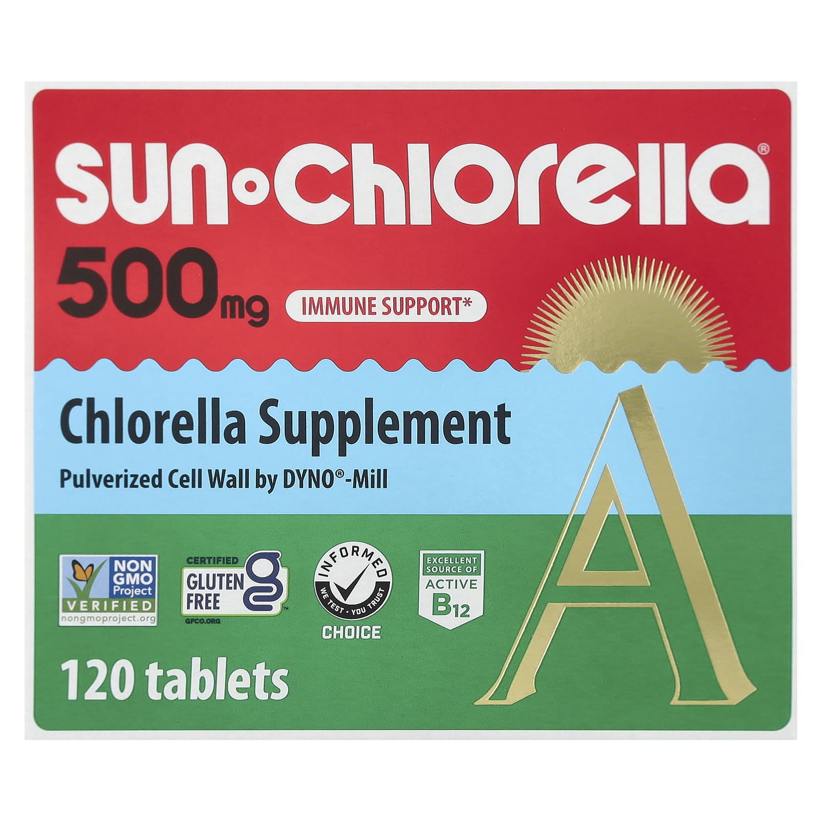 Sun Chlorella, добавка с хлореллой, 500 мг, 120 таблеток