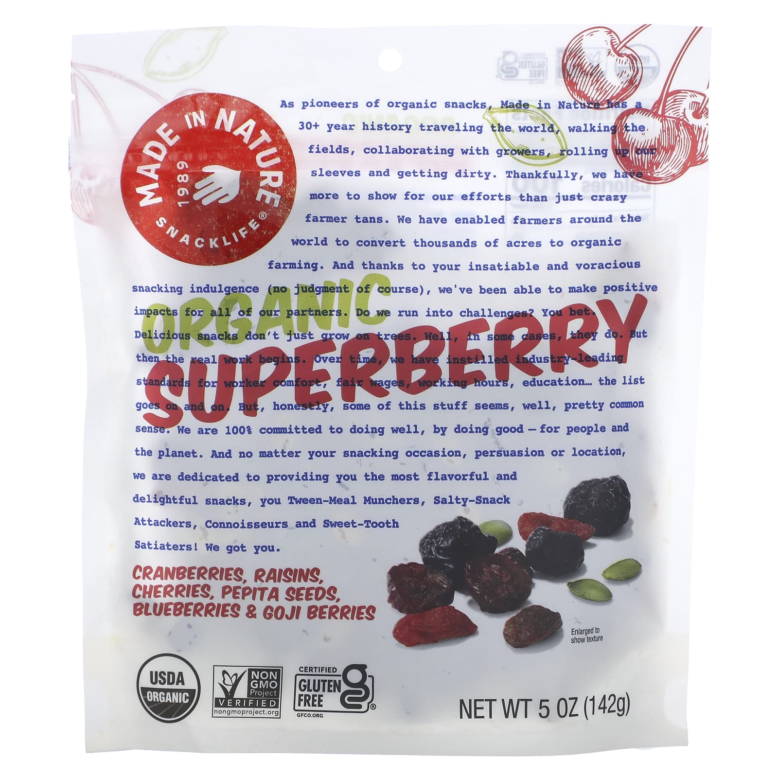 Made in Nature Органический фруктовый Fusion Superberry Blast Supersnacks 5 унций 142 г 1590₽