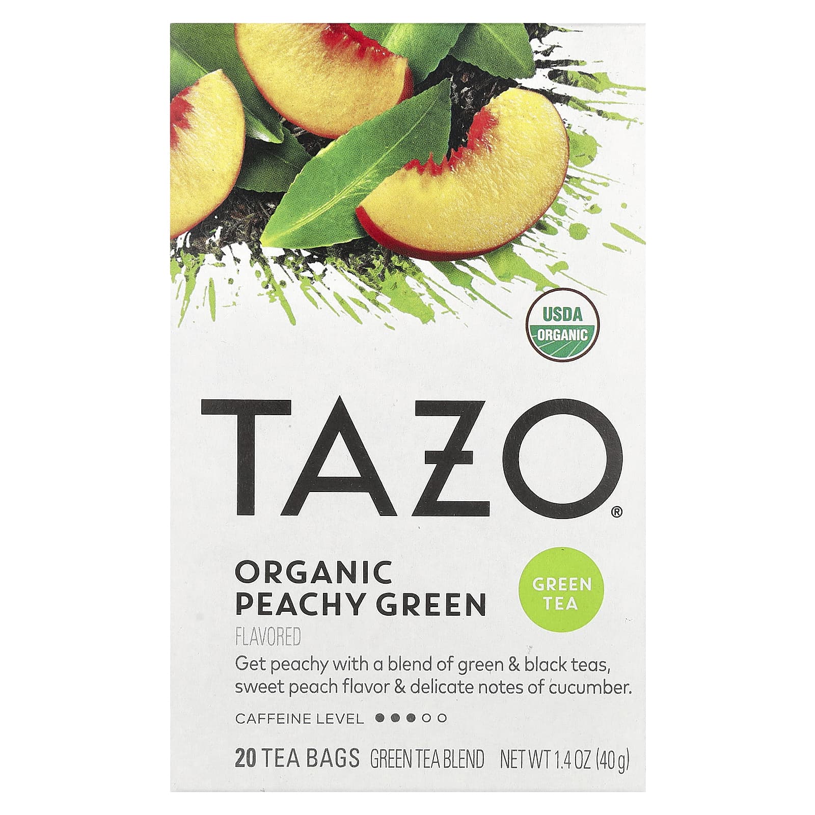 Tazo Teas Органический зеленый чай персиково-зеленый 20 чайных пакетиков 40 г 14 унции 1590₽