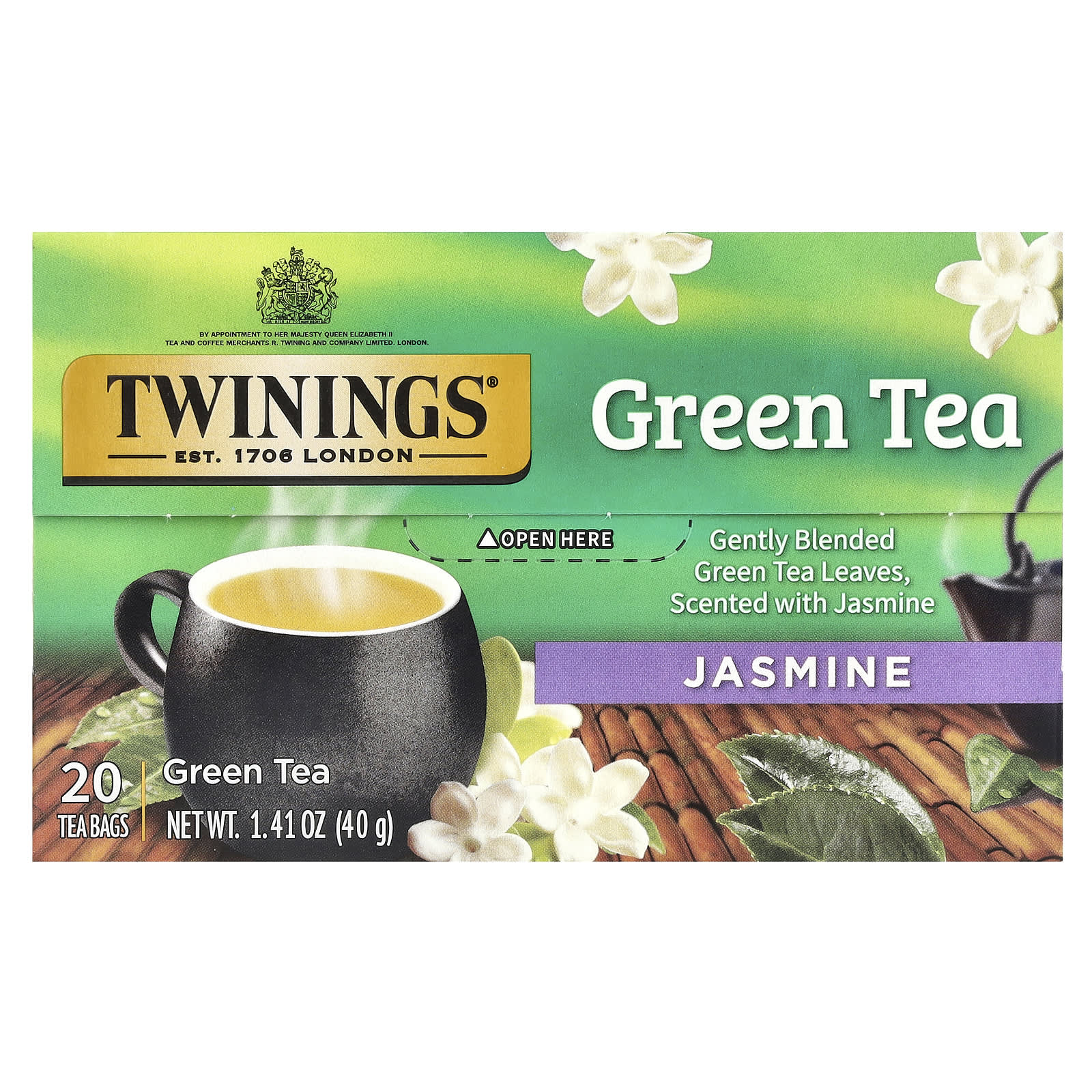Twinings Зеленый чай жасмин 20 чайных пакетиков 40 г 141 унции 1590₽