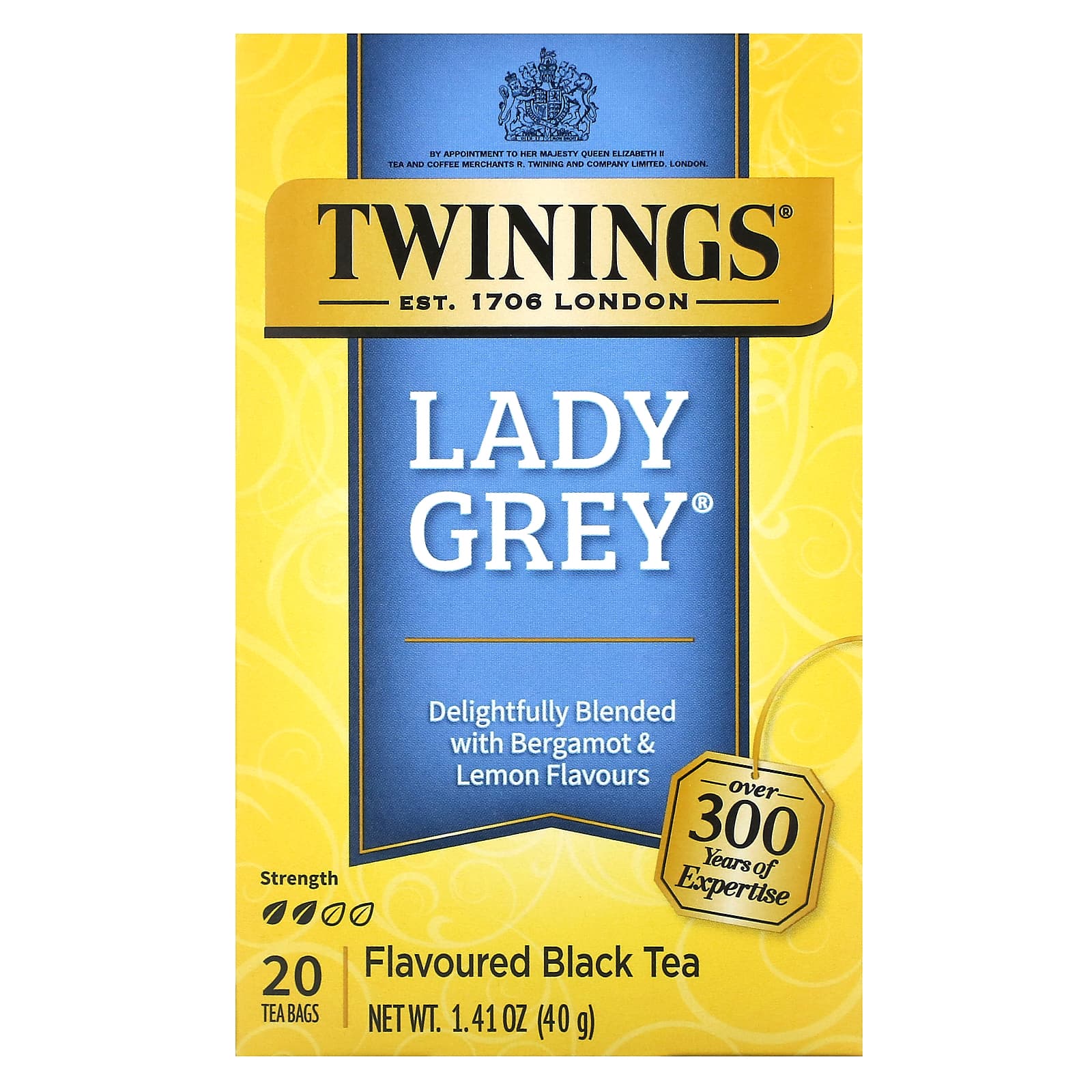 Twinings черный чай Lady Grey 20 чайных пакетиков 40 г 141 унции 1590₽