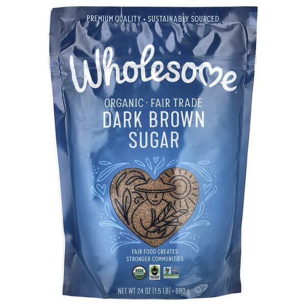 Wholesome Sweeteners, Органический коричневый сахар, 680 г (24 унции) – 1,5 фунта