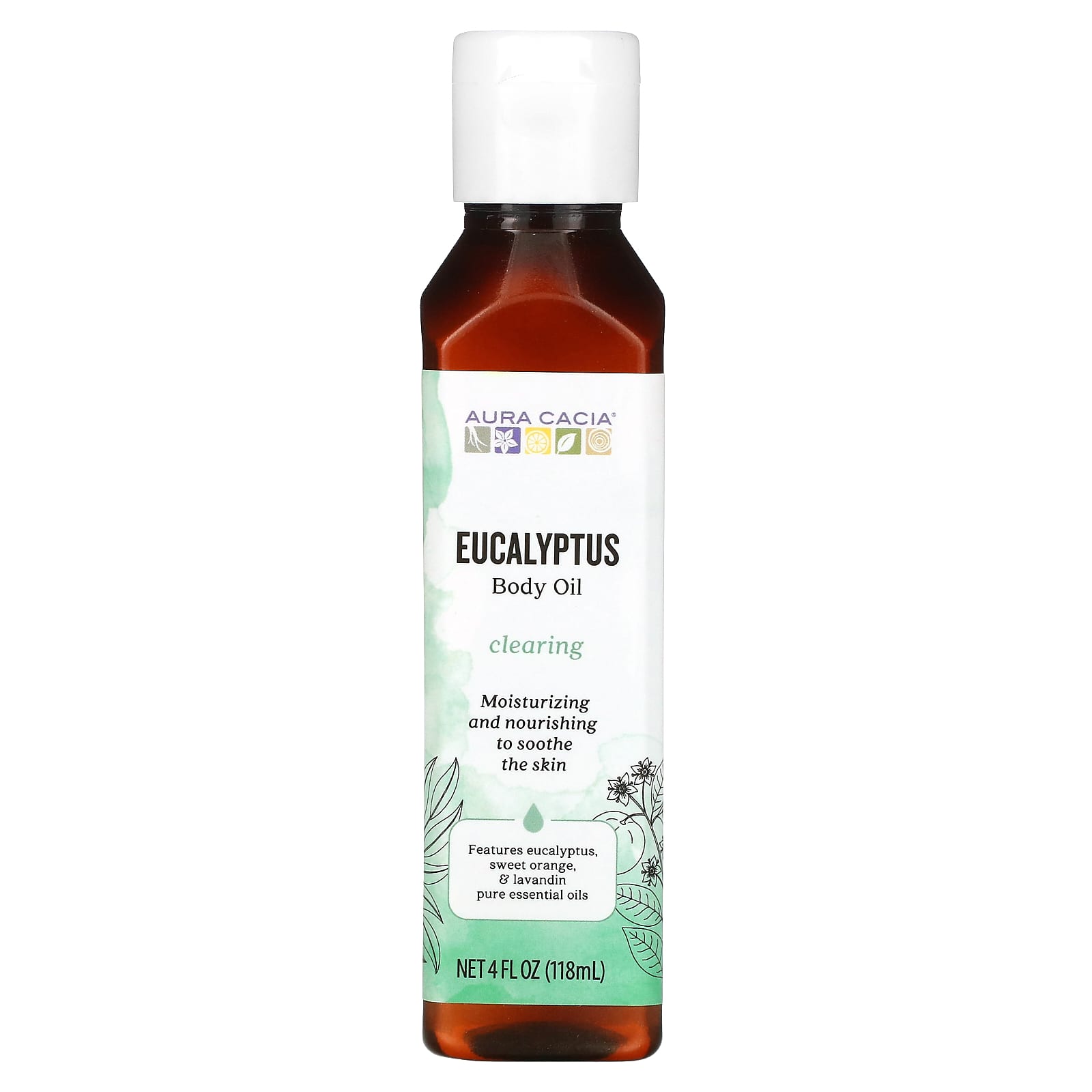 Aura Cacia Ароматерапевтическое масло для тела легкое дыхание эвкалипта 4 жидких унции 118 мл 1690₽