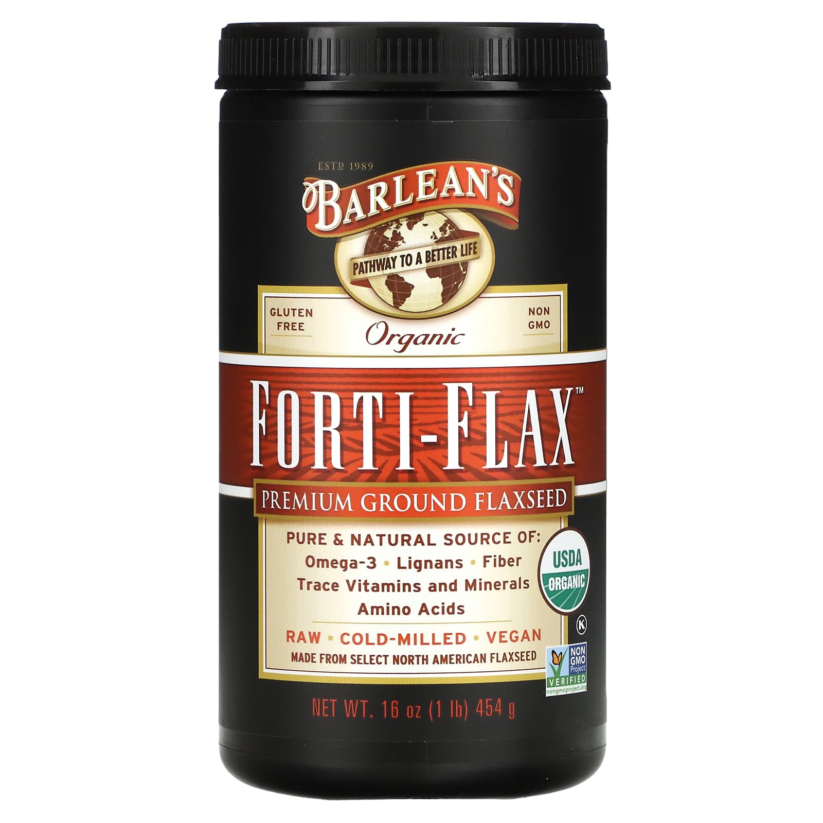 Barleans Органический Forti-Flax молотое льняное семя высшего качества 16 унций 454 г 2090₽