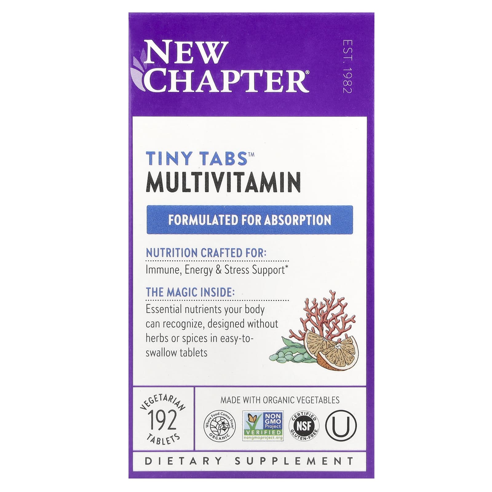 New Chapter Multivitamin Tiny Tabs полный витаминный комплекс на основе цельных продуктов 192 вегетарианских таблетки 5690₽