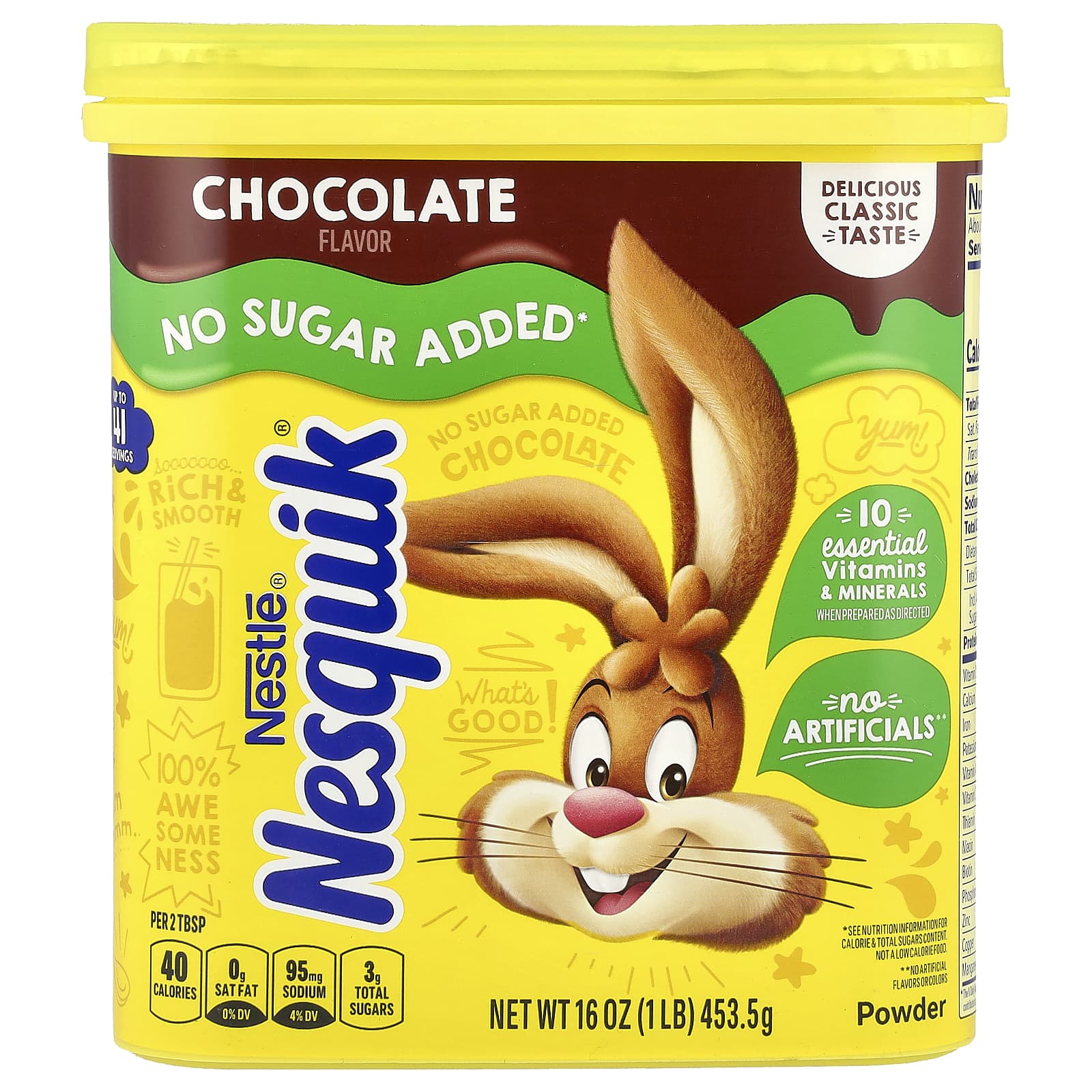 Nesquik Nestle Powder какао-порошок с шоколадным вкусом без добавления сахара 4535 г 16 унций 1890₽