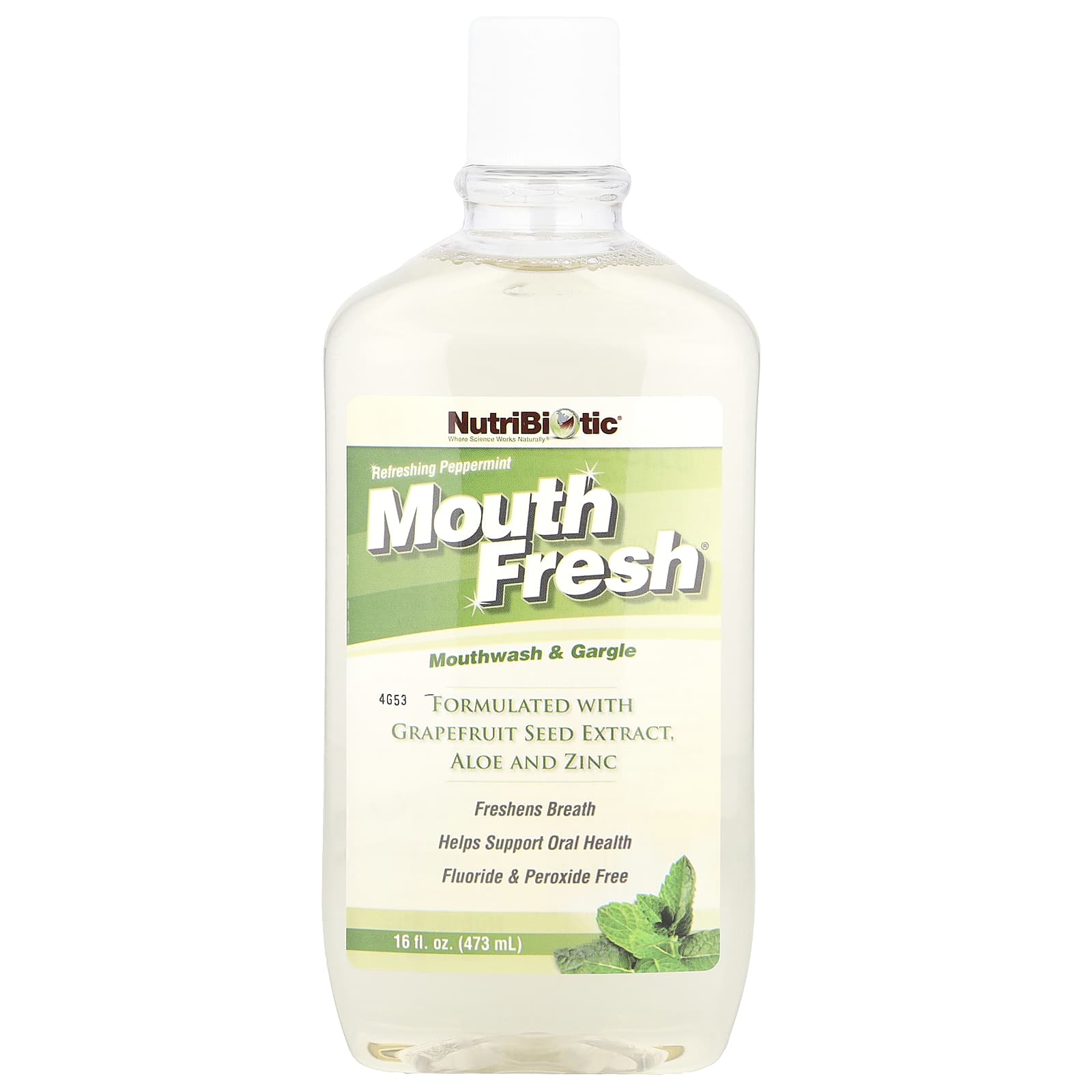 NutriBiotic Mouth Fresh ополаскиватель рта и средство для полоскания горла освежающая перечная мята 16 жидк унц 473 мл 1890₽