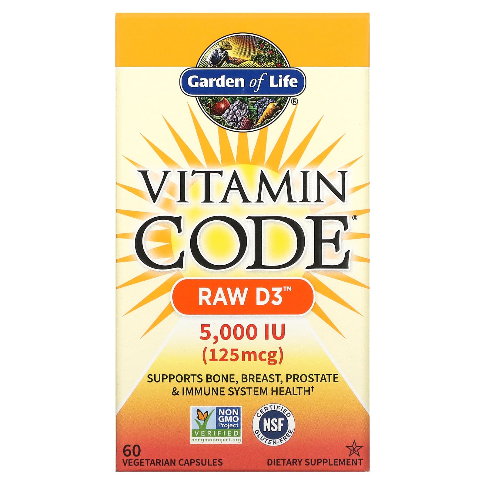 Garden of Life Vitamin Code Raw D3 5000 МЕ 60 вегетарианских капсул 3990₽