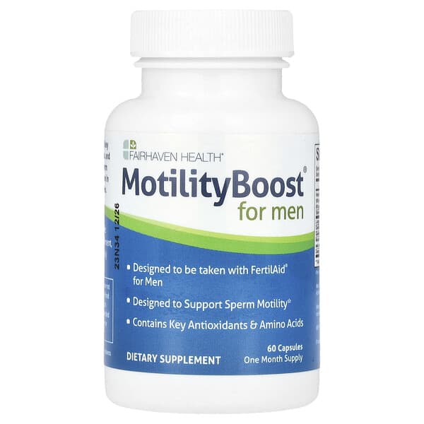 Fairhaven Health, MotilityBoost, для мужчин, поддержка подвижности сперматозоидов, 60 капсул