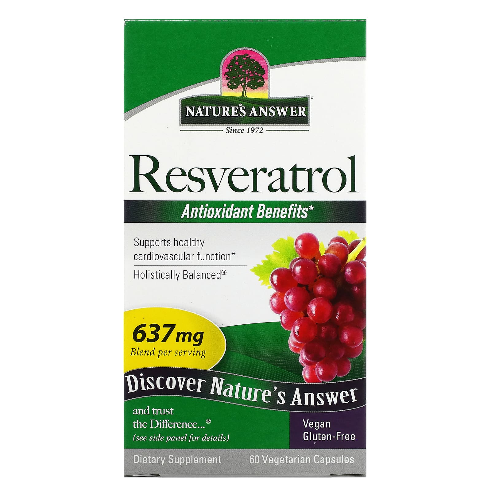 Natures Answer ресвератрол 637 мг 60 вегетарианских капсул 5390₽