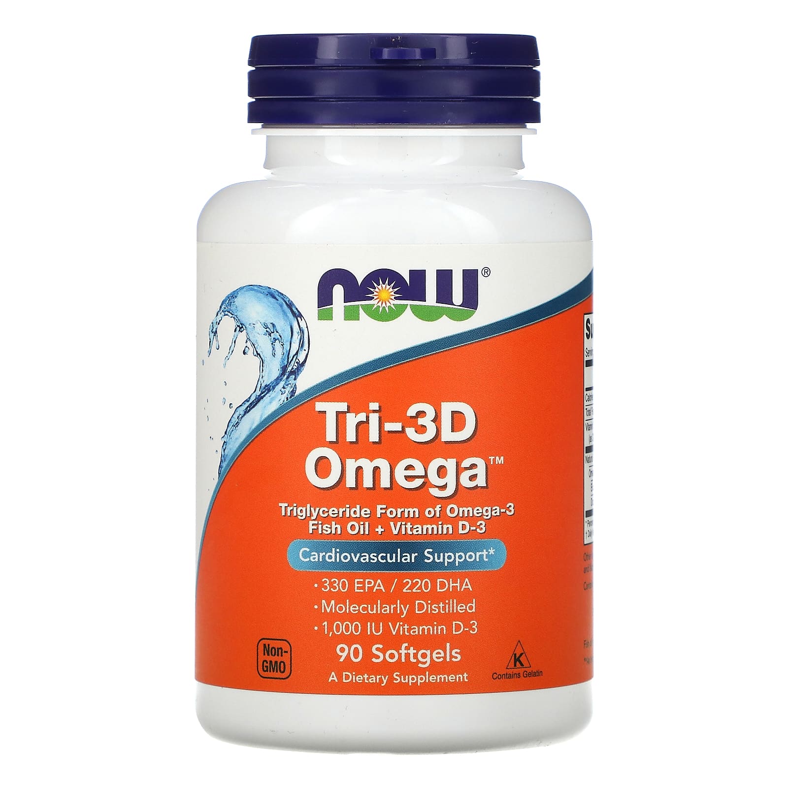 NOW Foods Tri-3D Omega жирные кислоты омега-3 330 ЭПК 220 ДГК 90 капсул 2890₽